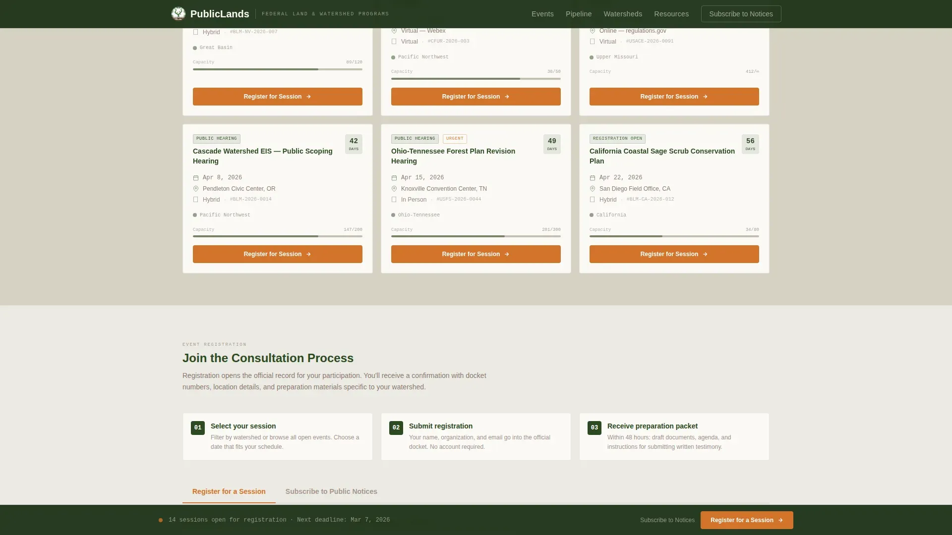 Public Lands Consultation Landing Page Template