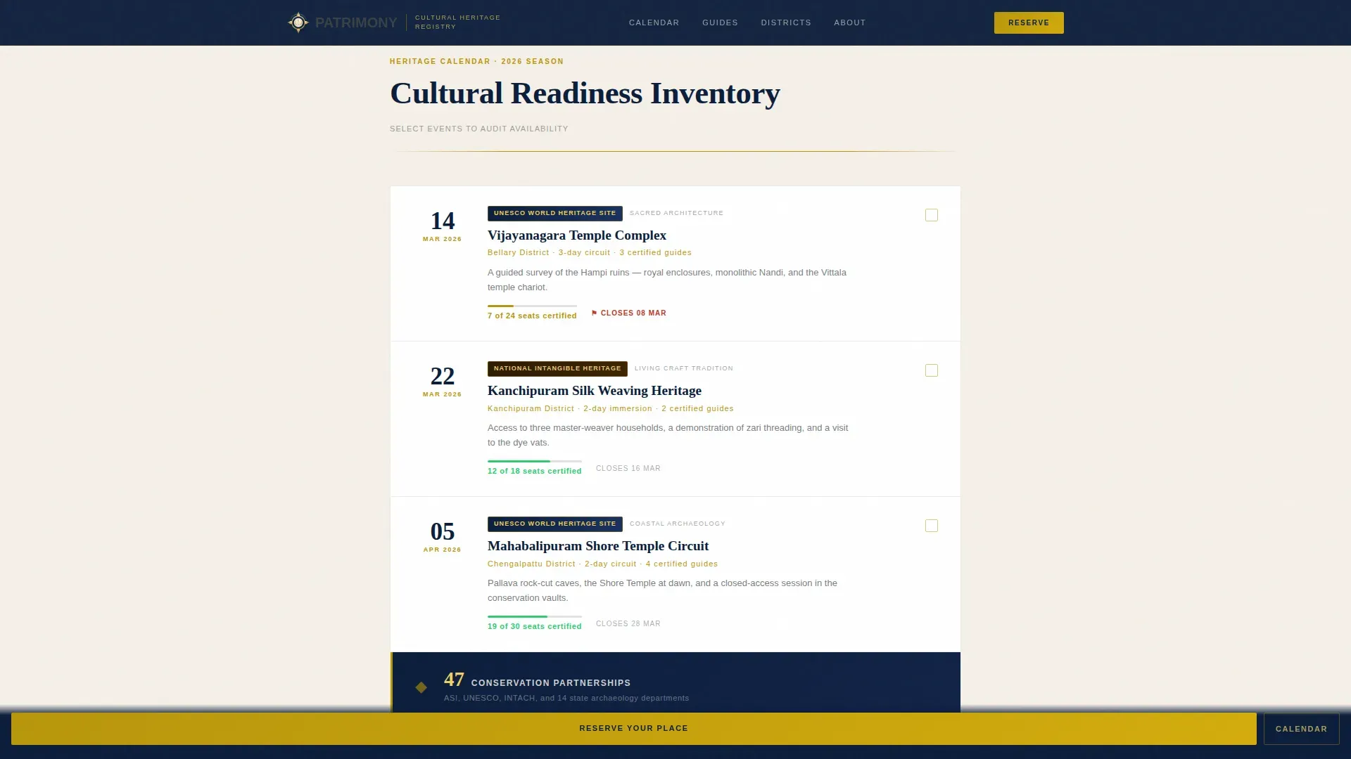 Heritage Cultural Tourism Board Landing Page