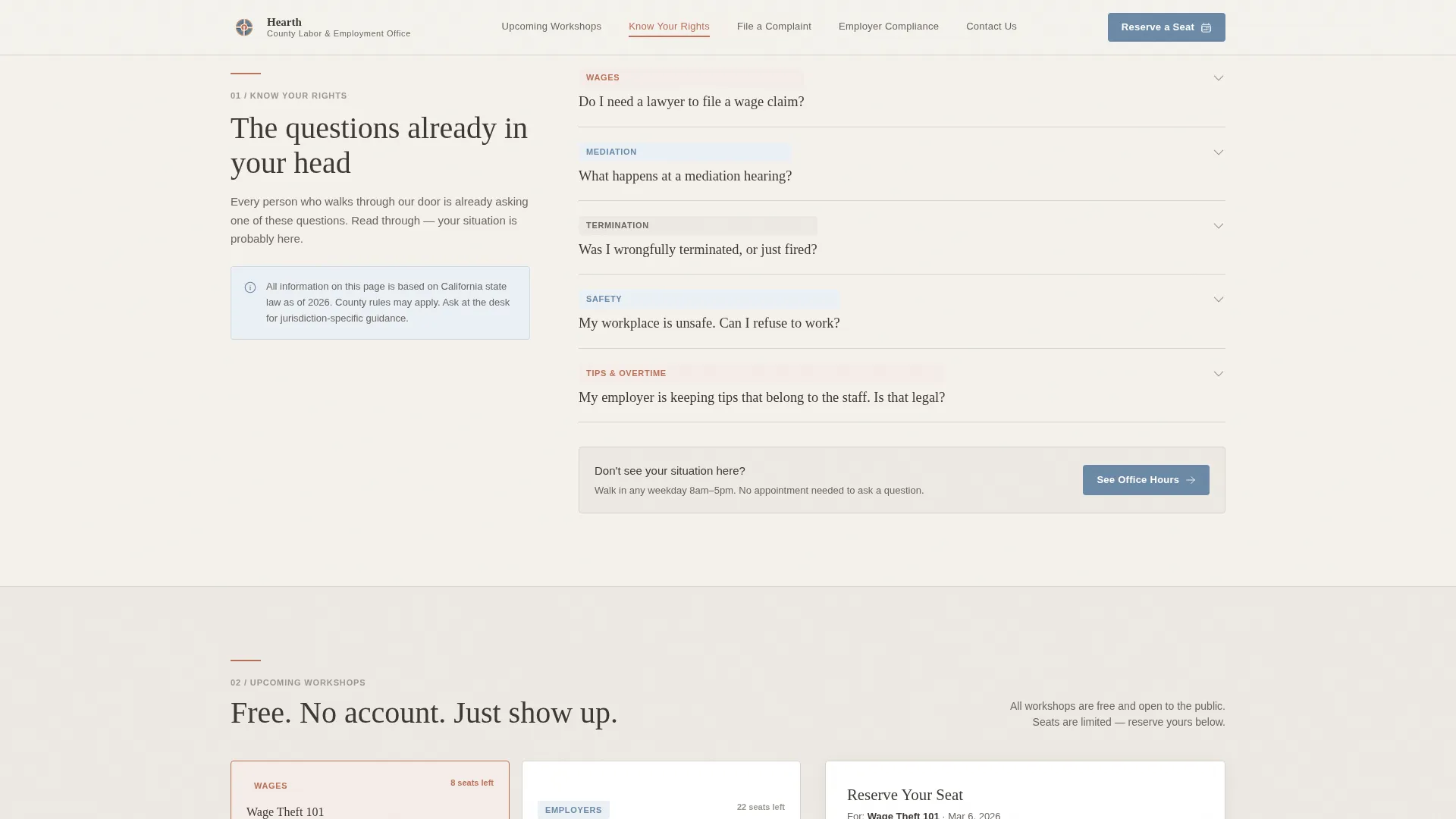 Labor & Employment Government FAQ Website Template