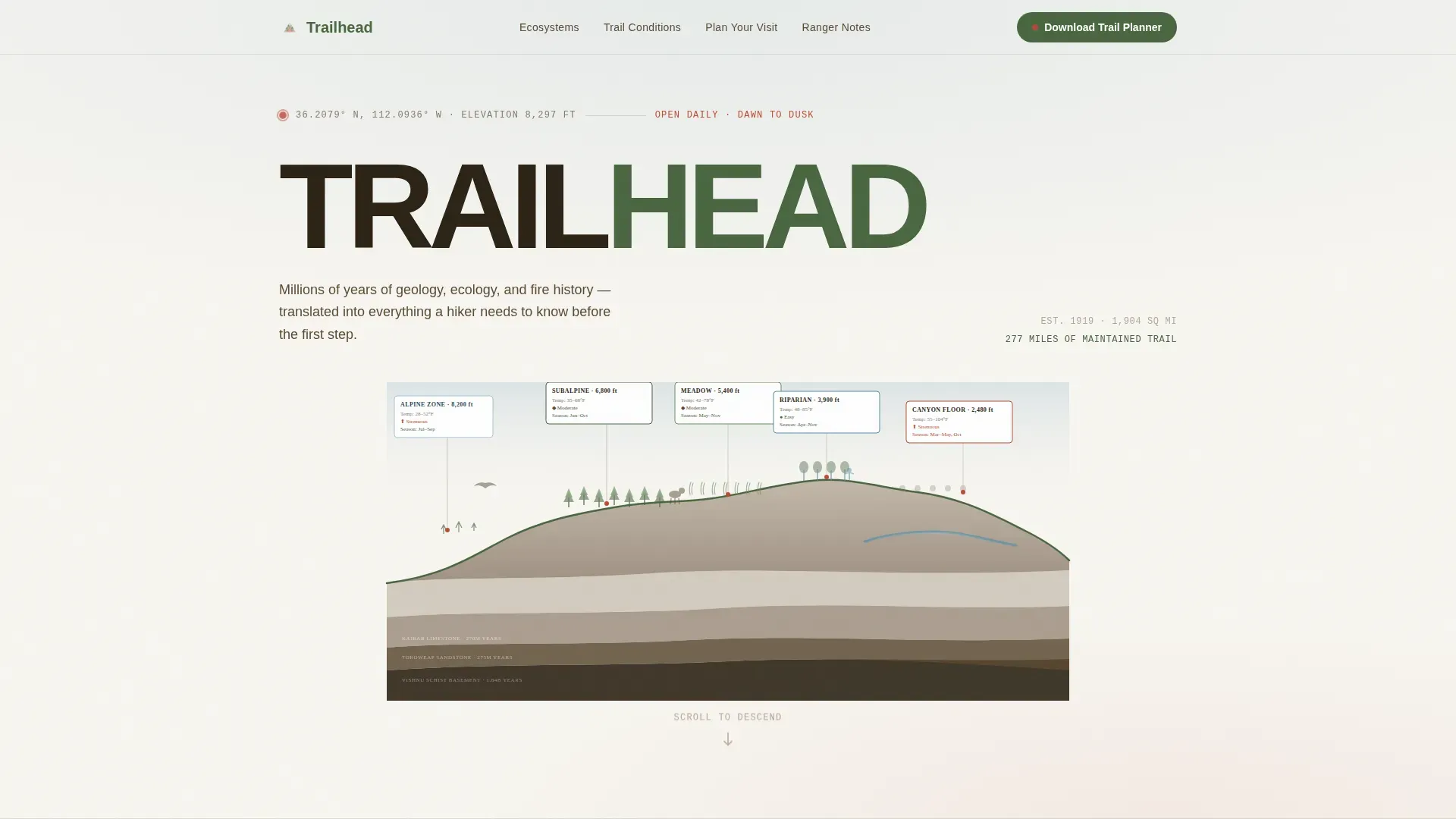 National Park Visitor Center Landing Page Template