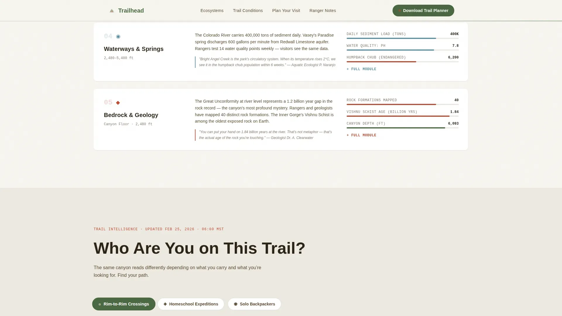 National Park Visitor Center Landing Page Template