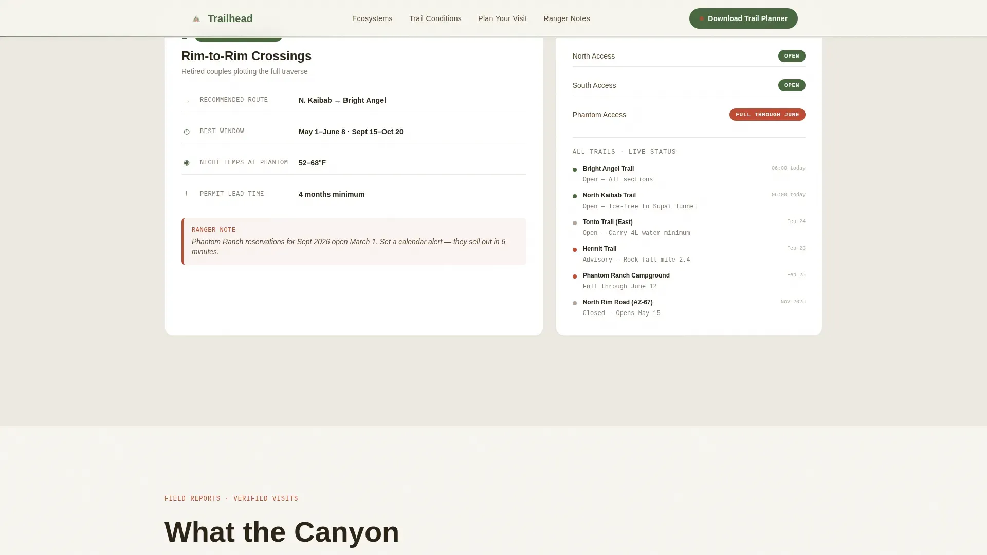 National Park Visitor Center Landing Page Template