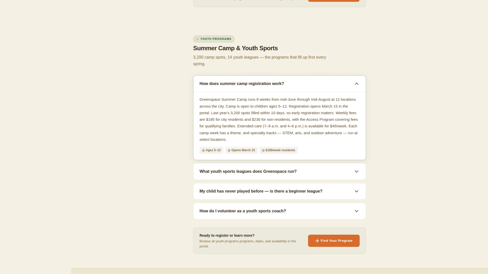 Parks & Recreation Landing Page Template