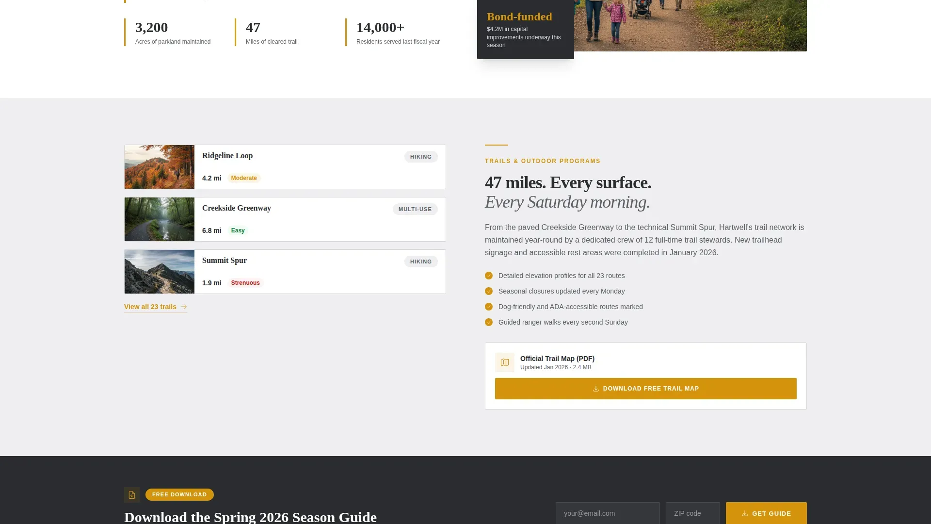 Parks & Recreation Government Booking Website Template