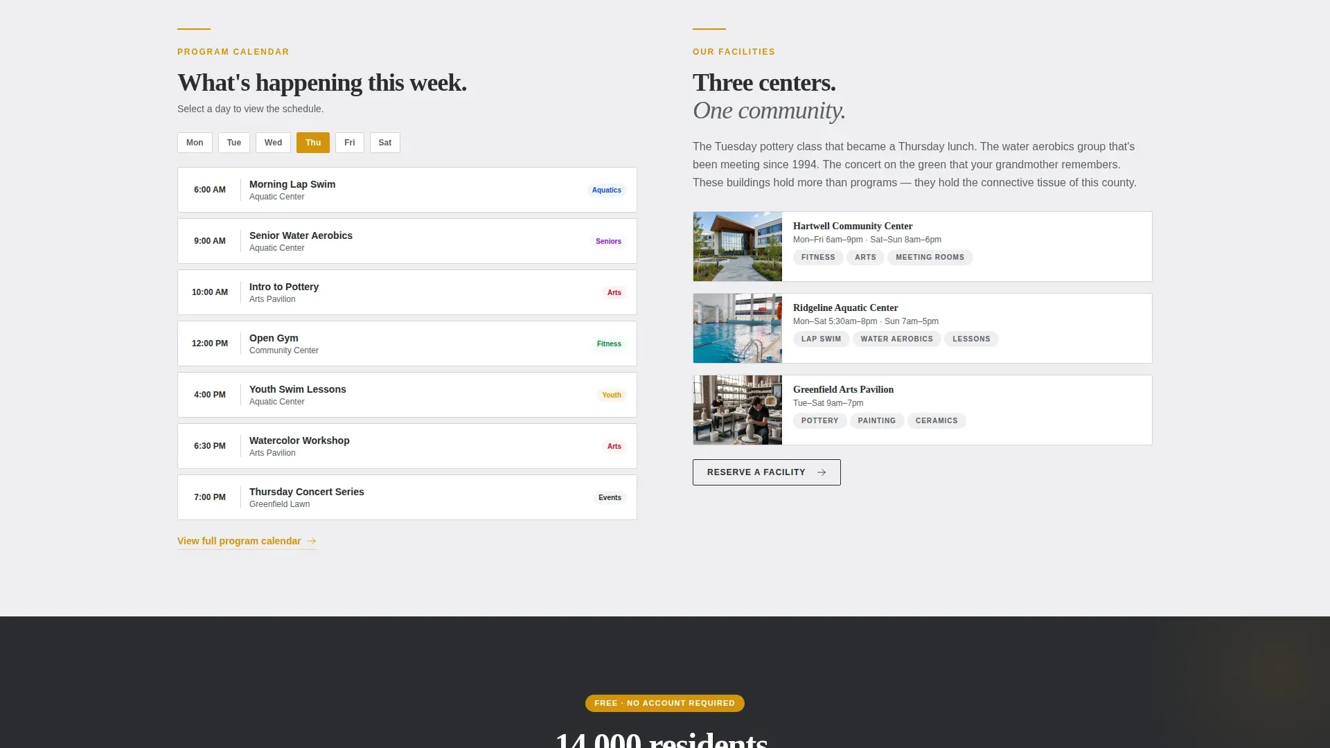 Parks & Recreation Government Booking Website Template