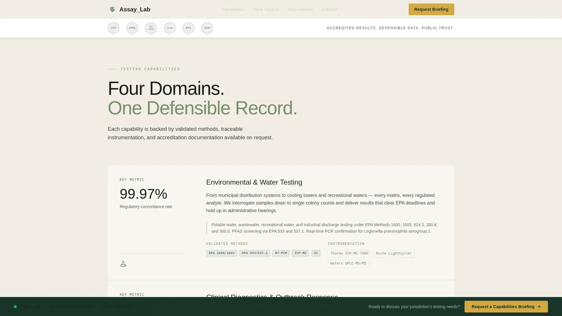Public Health Laboratory Landing Page Template