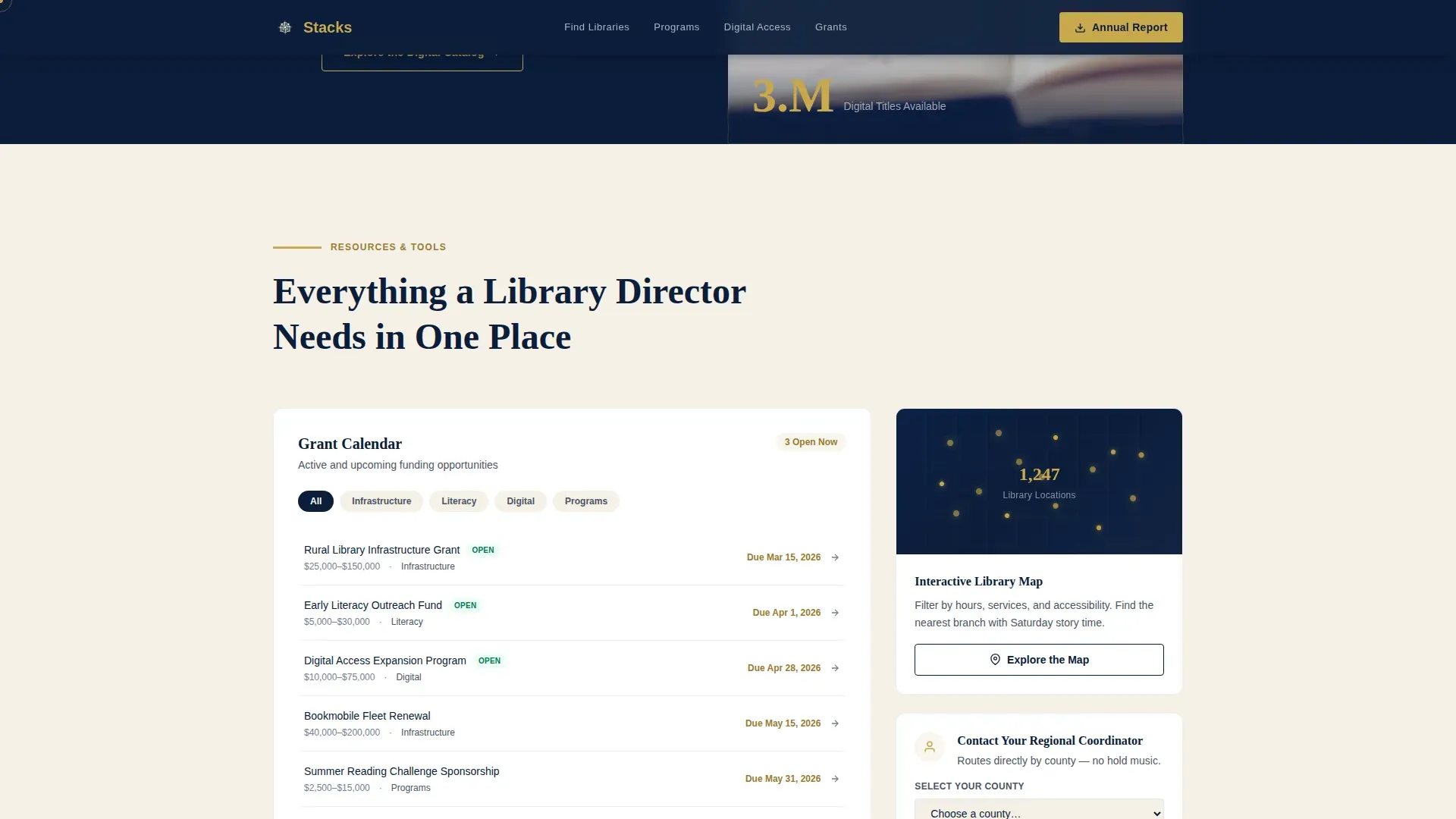 Public Library State Directory Landing Page Template