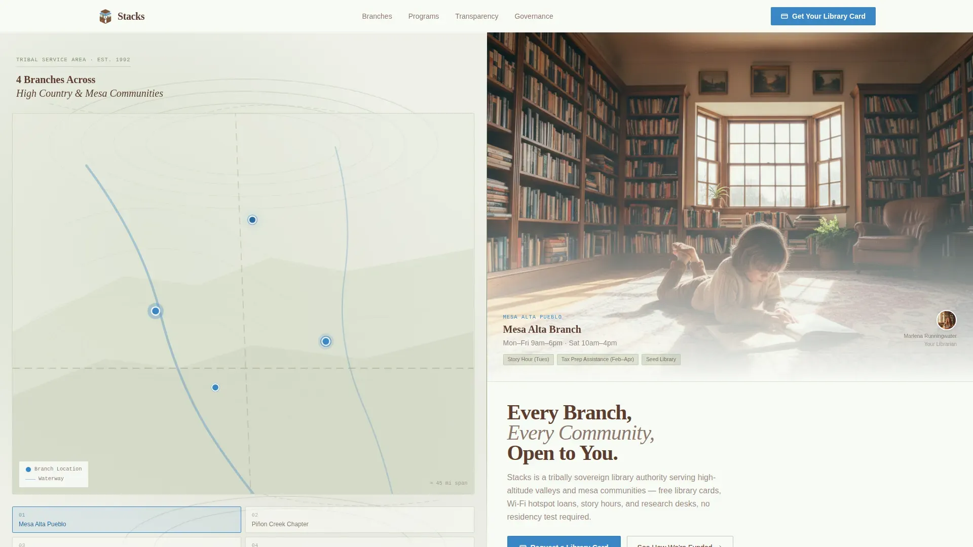 Tribal Authority Public Library Landing Page Template
