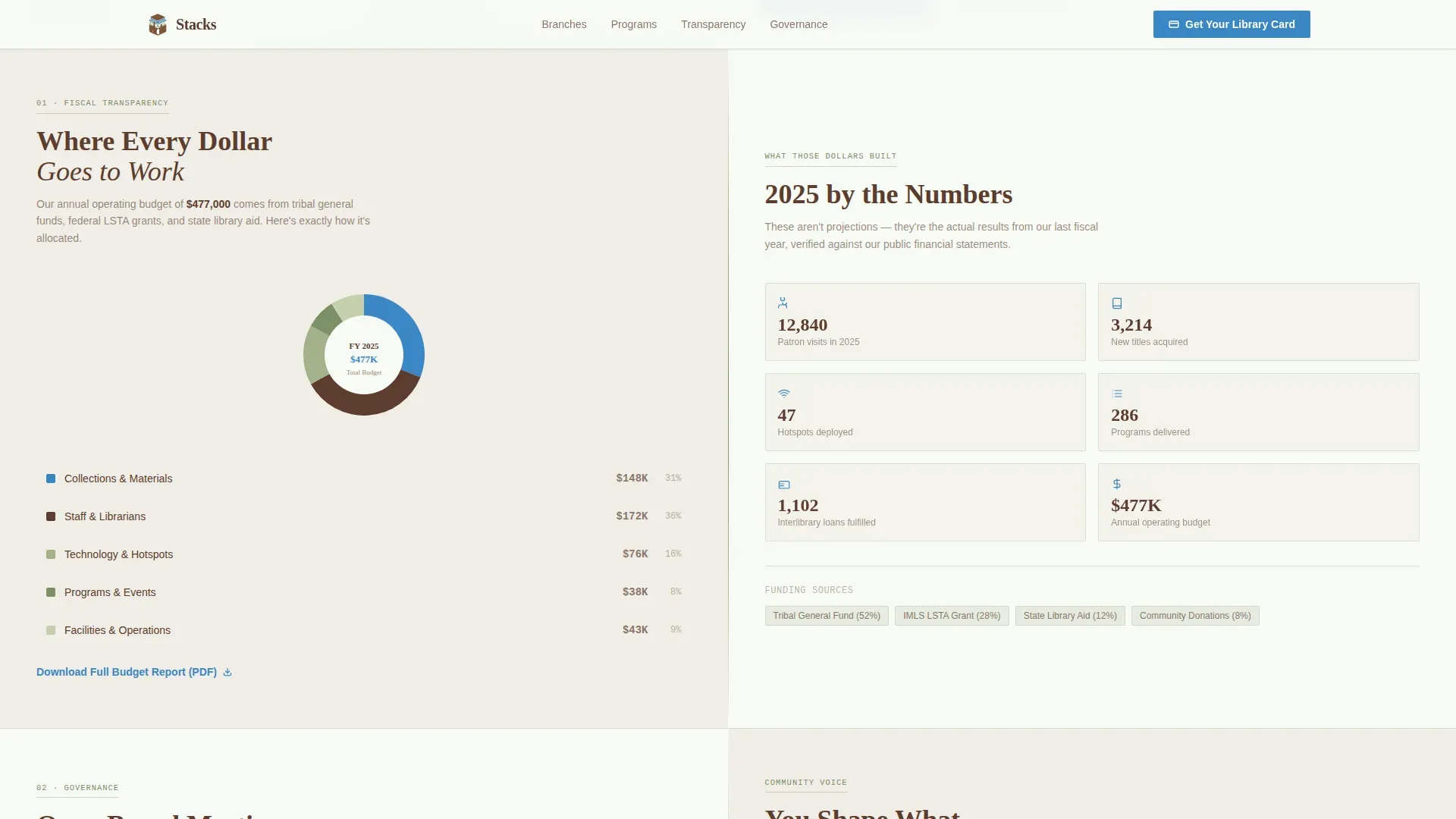 Tribal Authority Public Library Landing Page Template