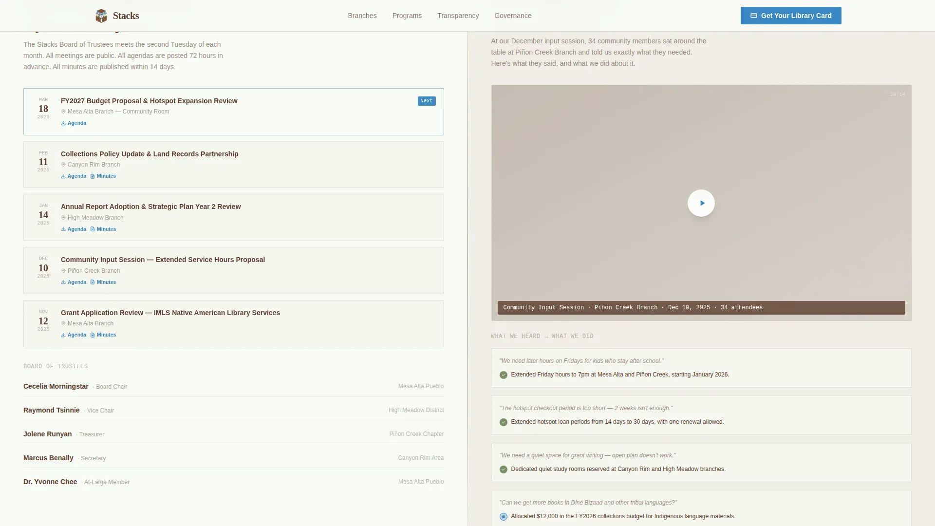 Tribal Authority Public Library Landing Page Template