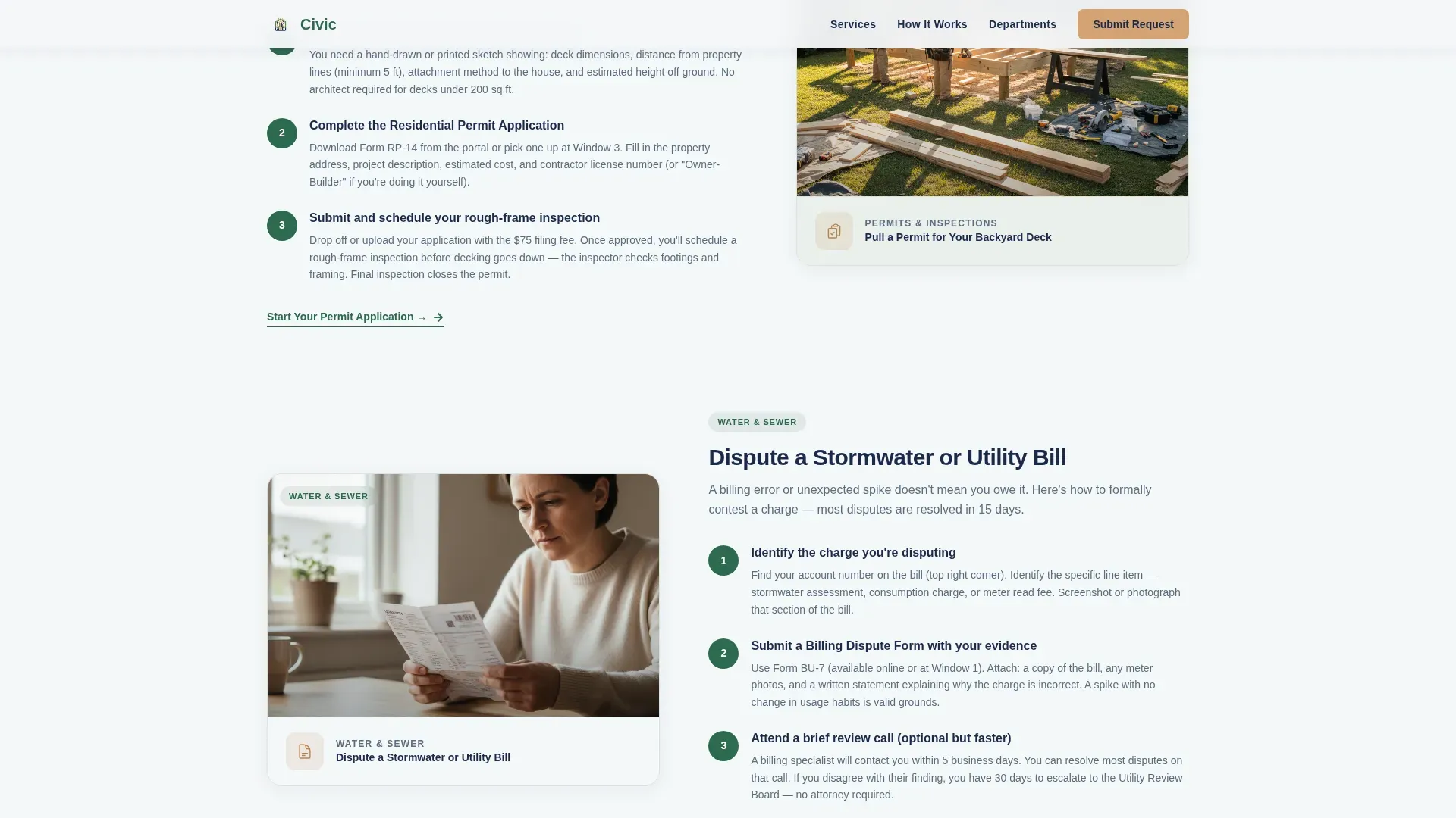Step-by-Step Municipal Services Landing Page Template