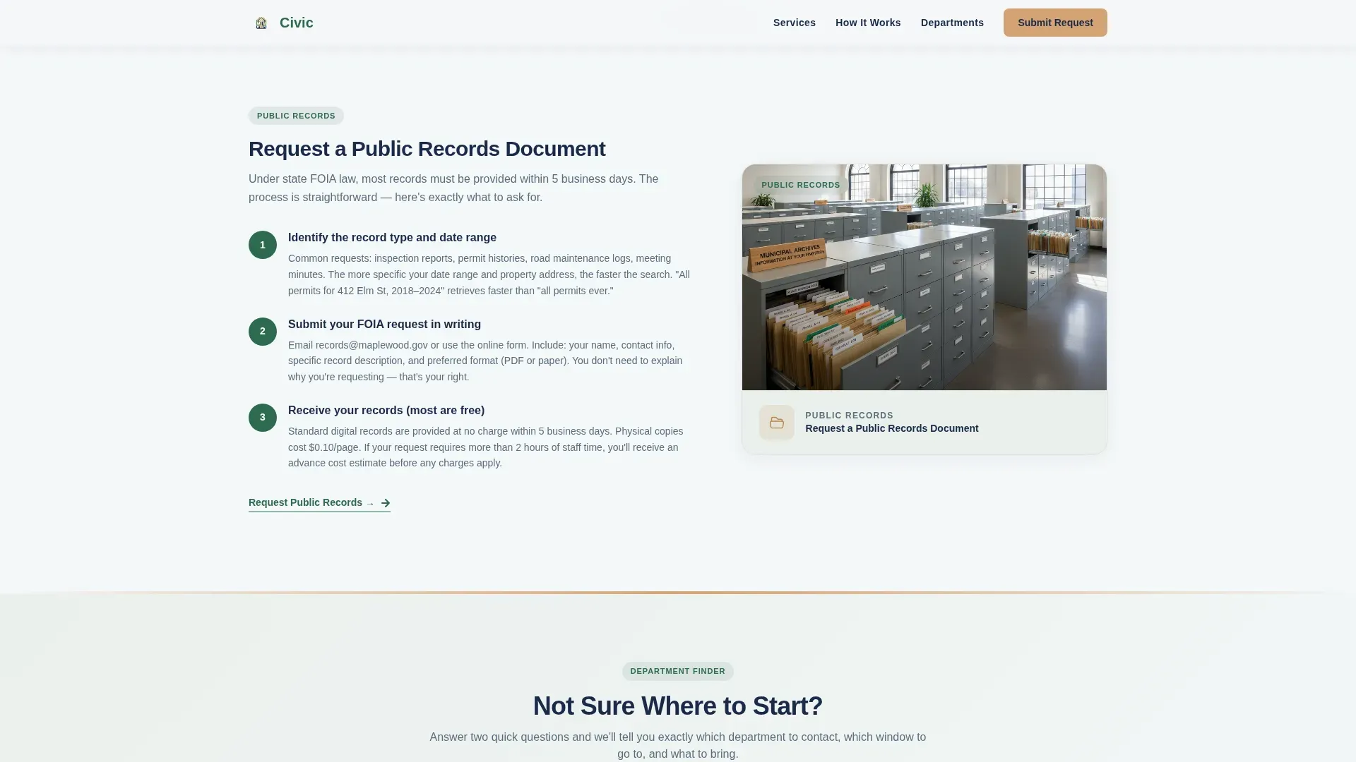 Step-by-Step Municipal Services Landing Page Template