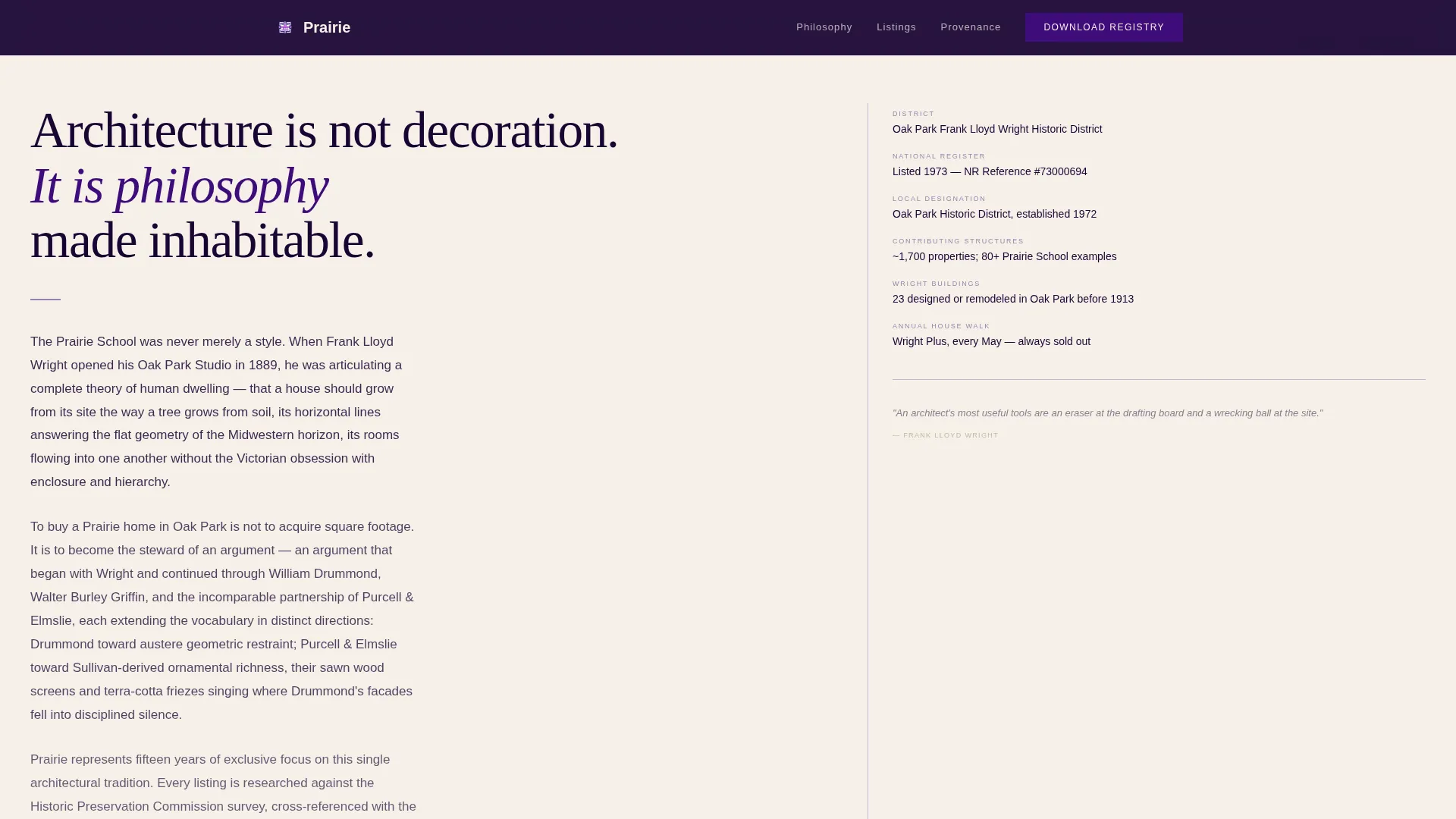 Prairie Style Architecture Blog Website Template