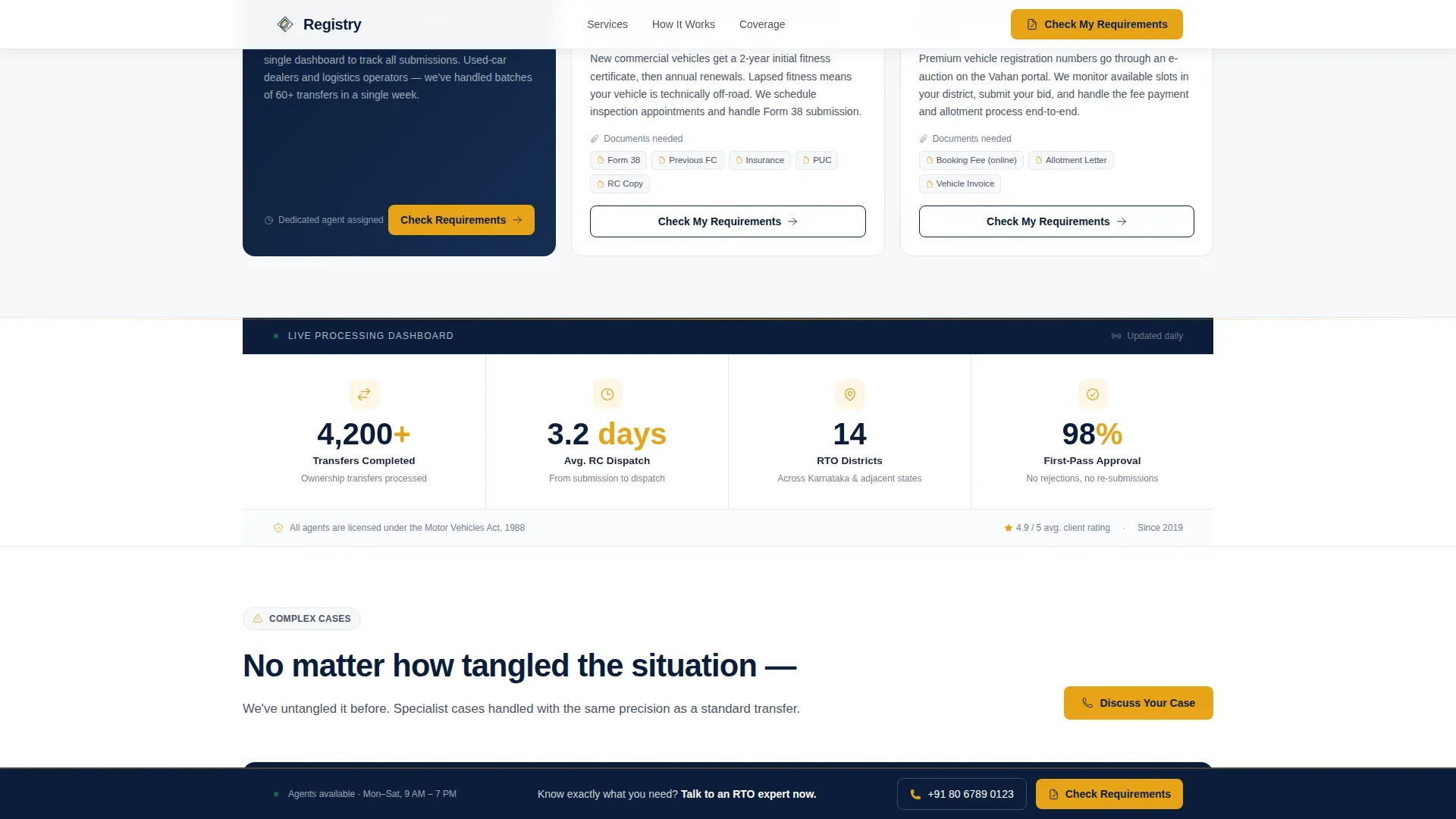 RTO Vehicle Registration Landing Page Template