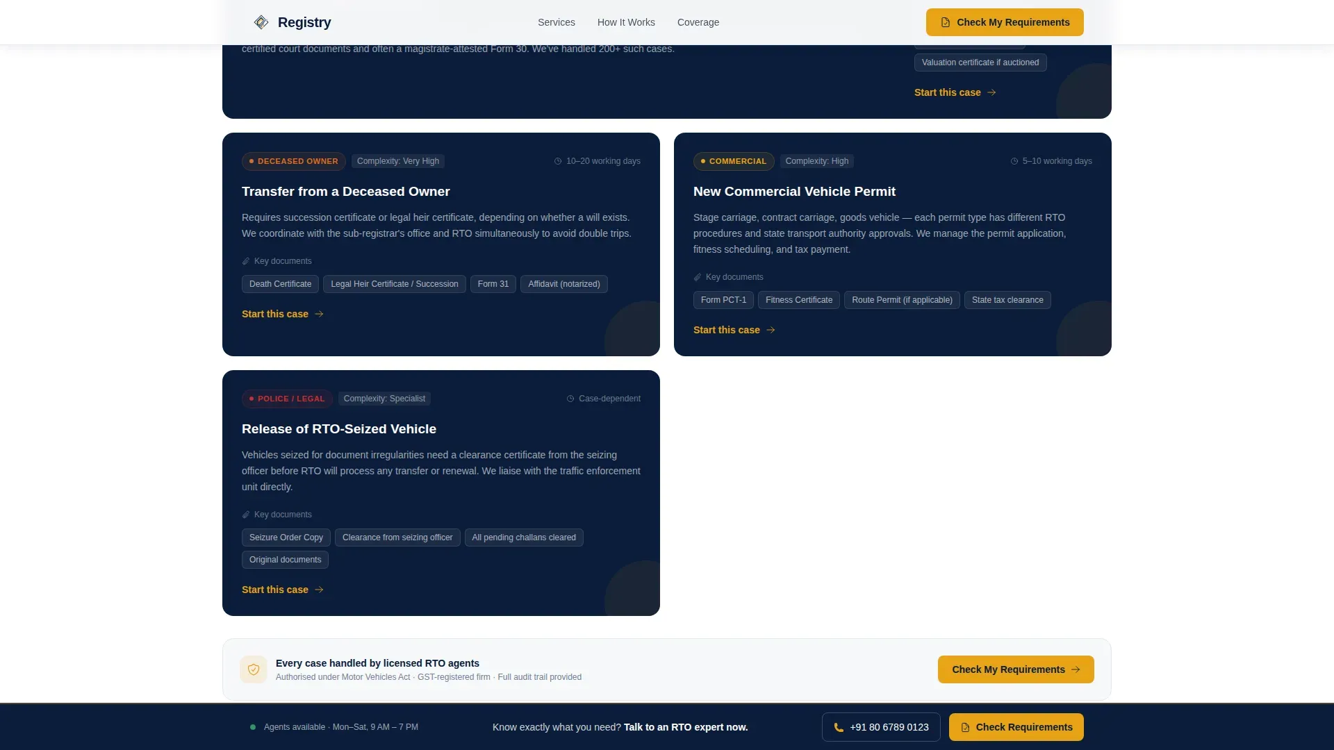 RTO Vehicle Registration Landing Page Template