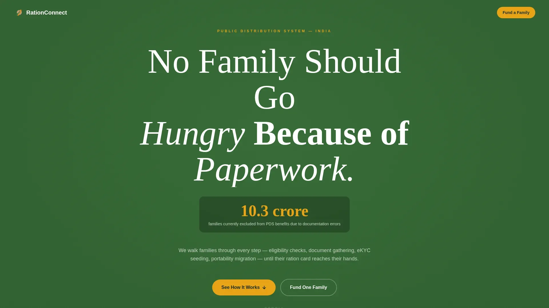 Card PDS Landing Page Template for NGOs & Donors