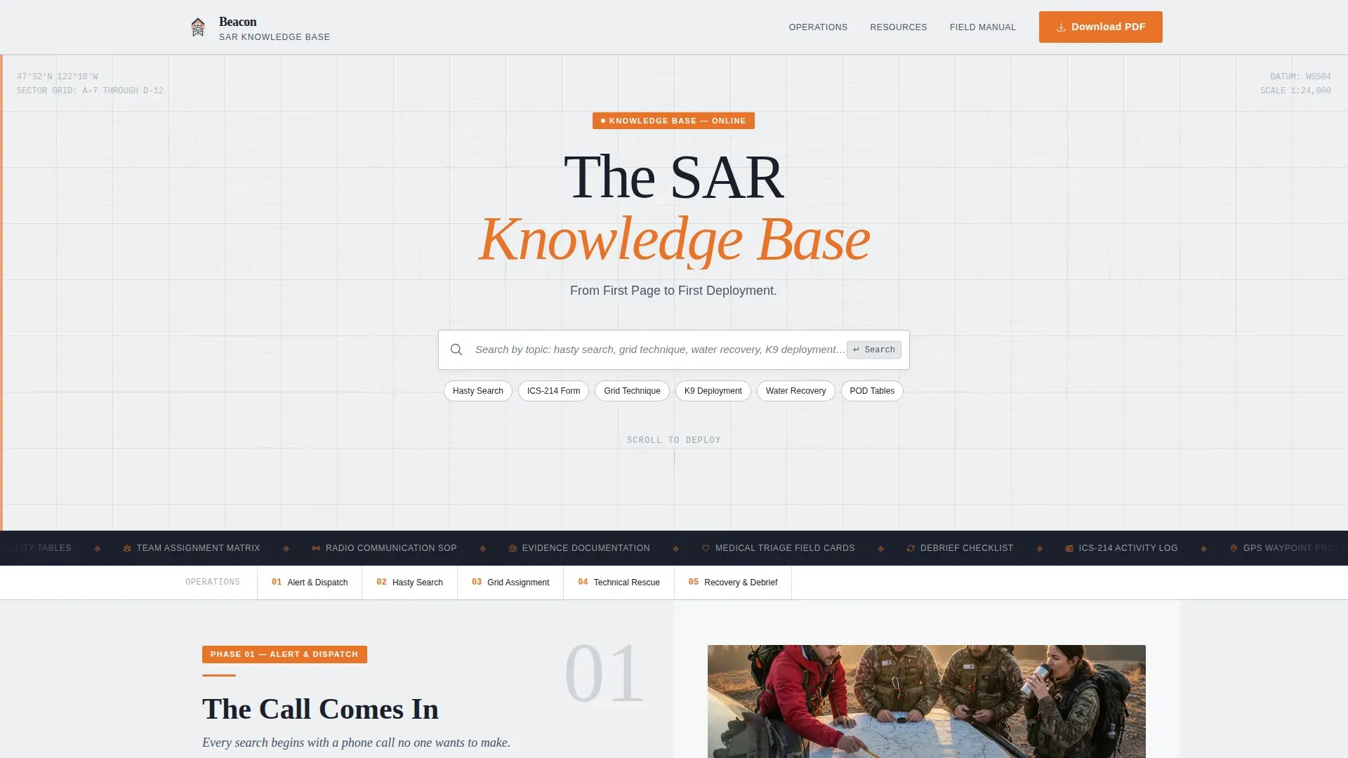 Field-Ready Search and Rescue Landing Page Template