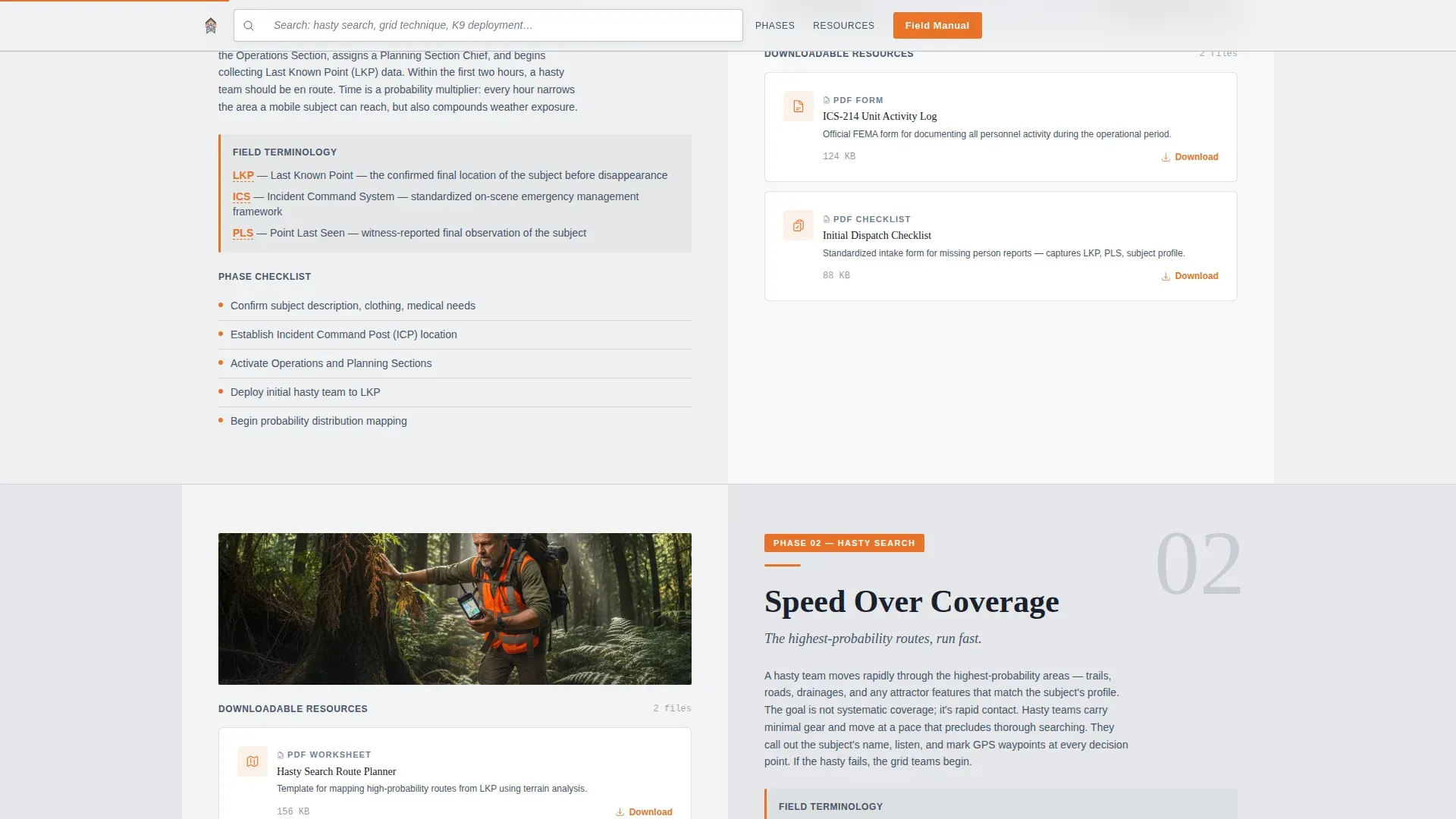 Field-Ready Search and Rescue Landing Page Template