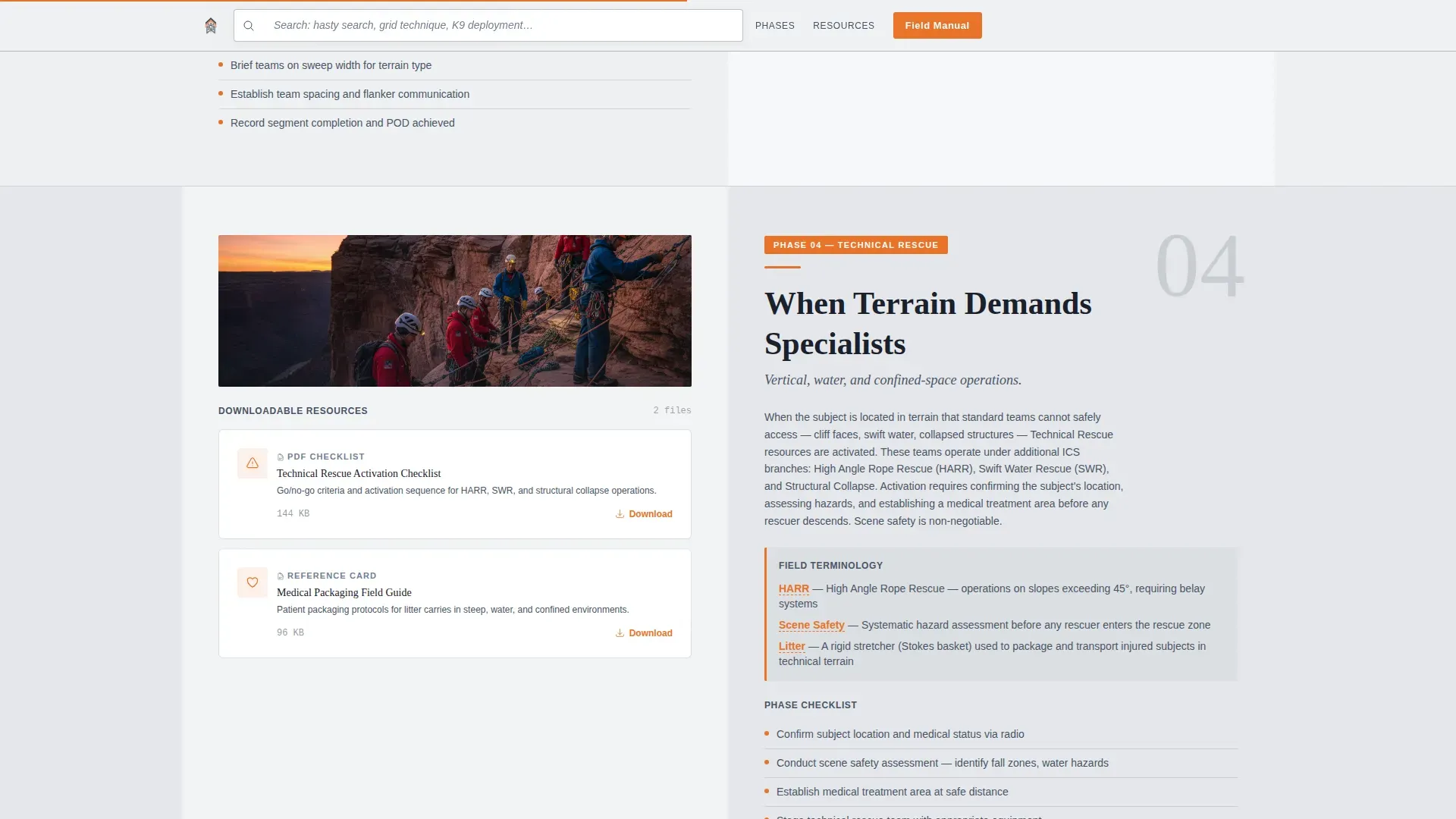 Field-Ready Search and Rescue Landing Page Template