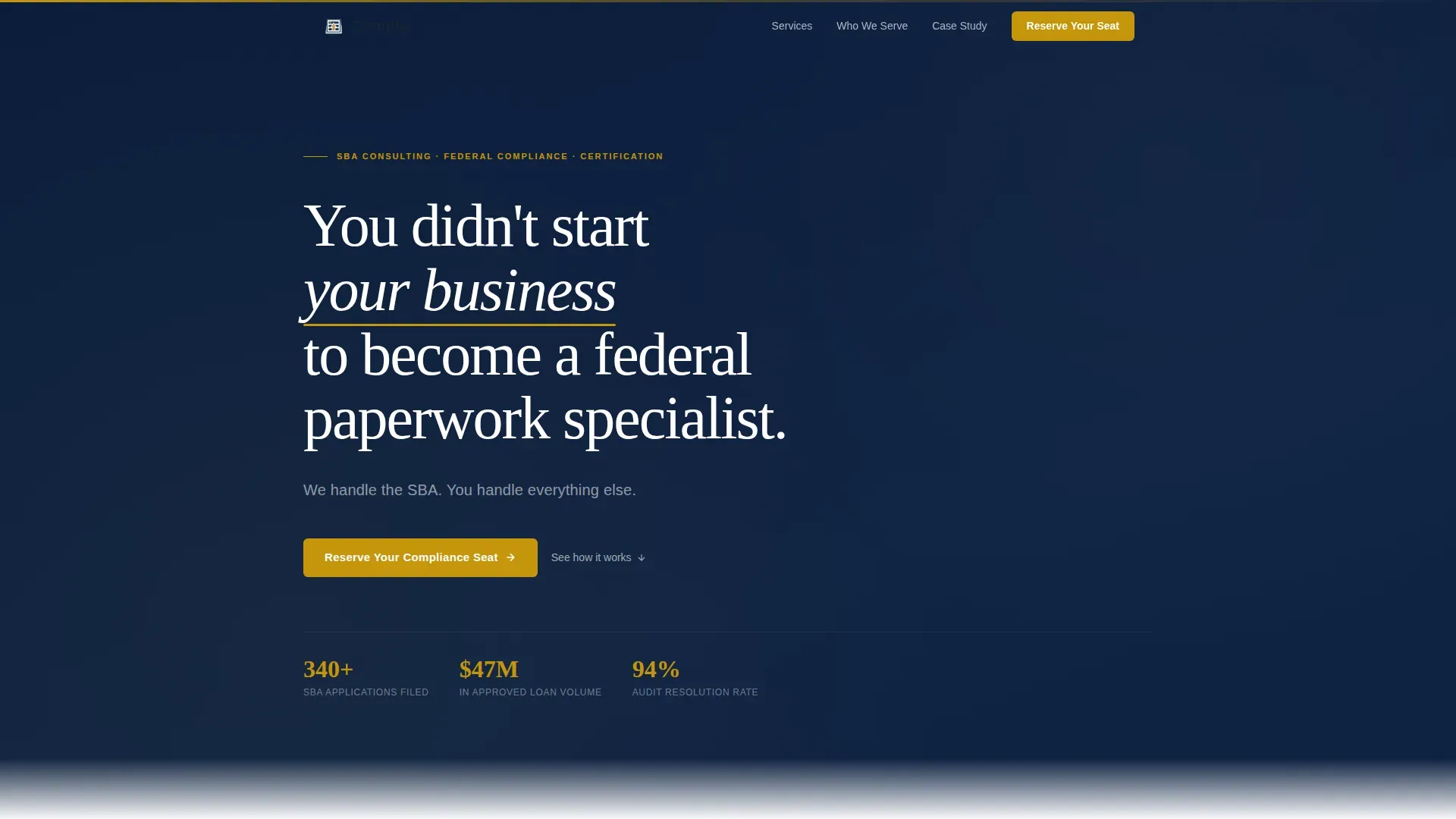 Federal Compliance SBA Consulting Landing Page Template