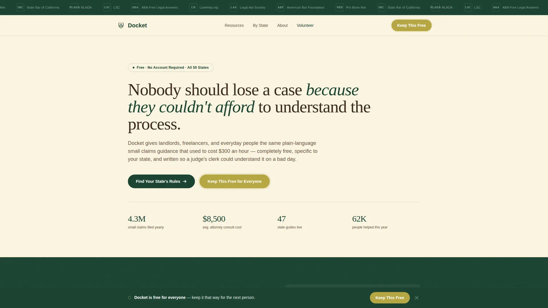 Free Small Claims Court Legal Resource Landing Page