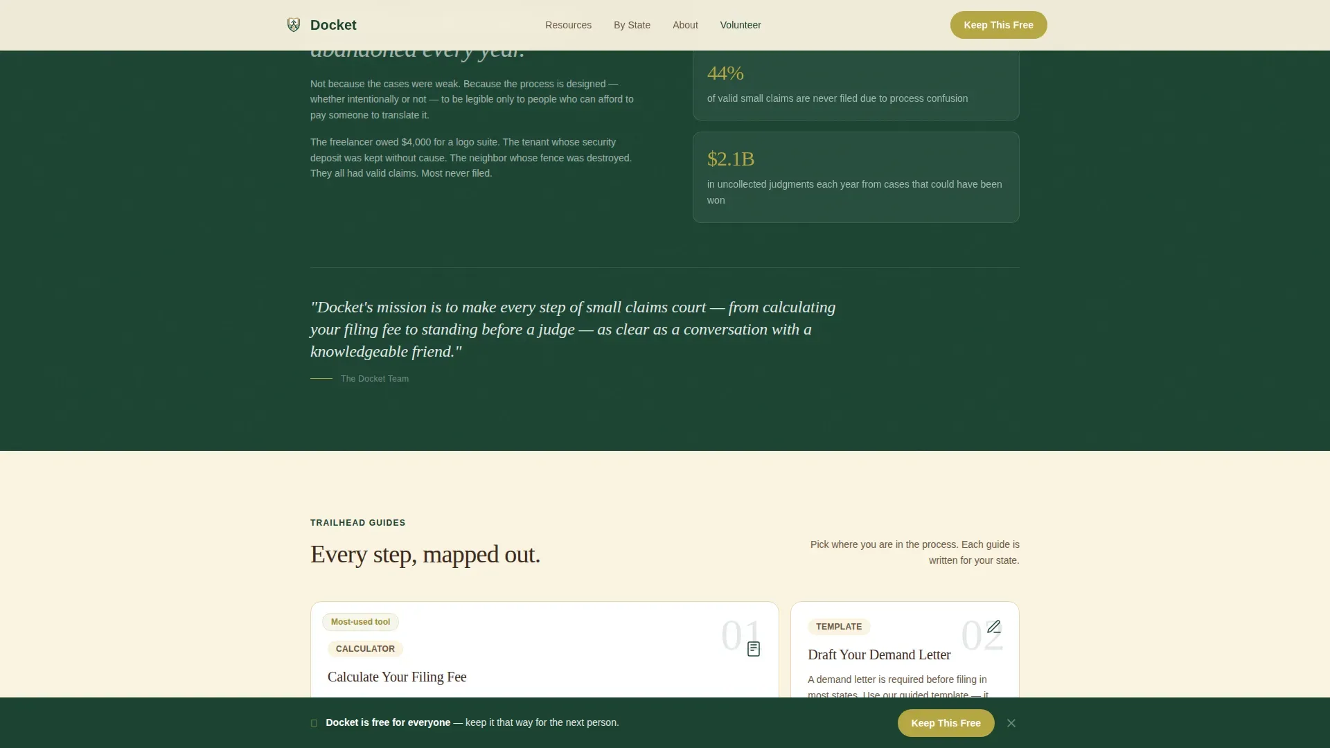 Free Small Claims Court Legal Resource Landing Page