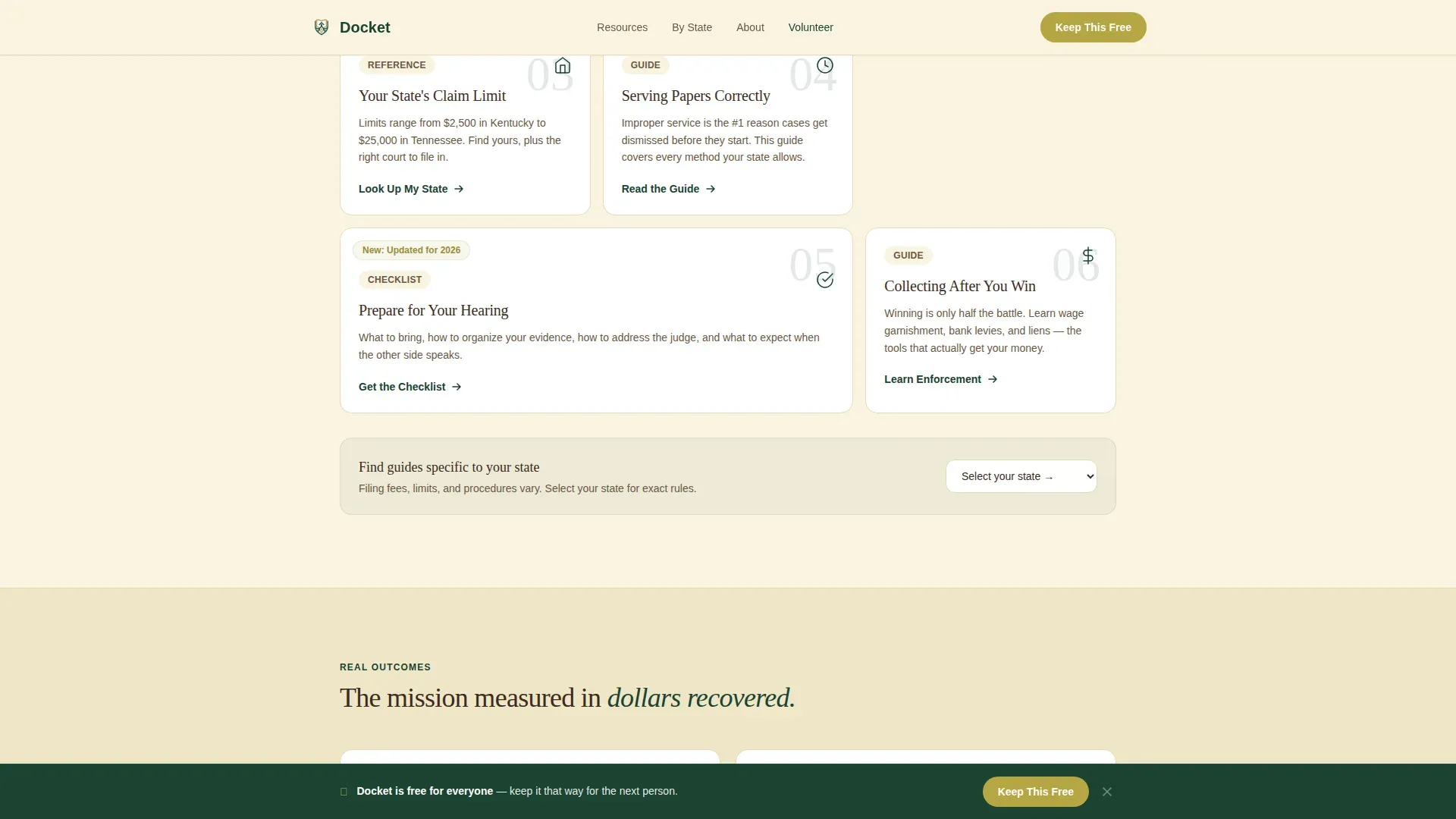 Free Small Claims Court Legal Resource Landing Page