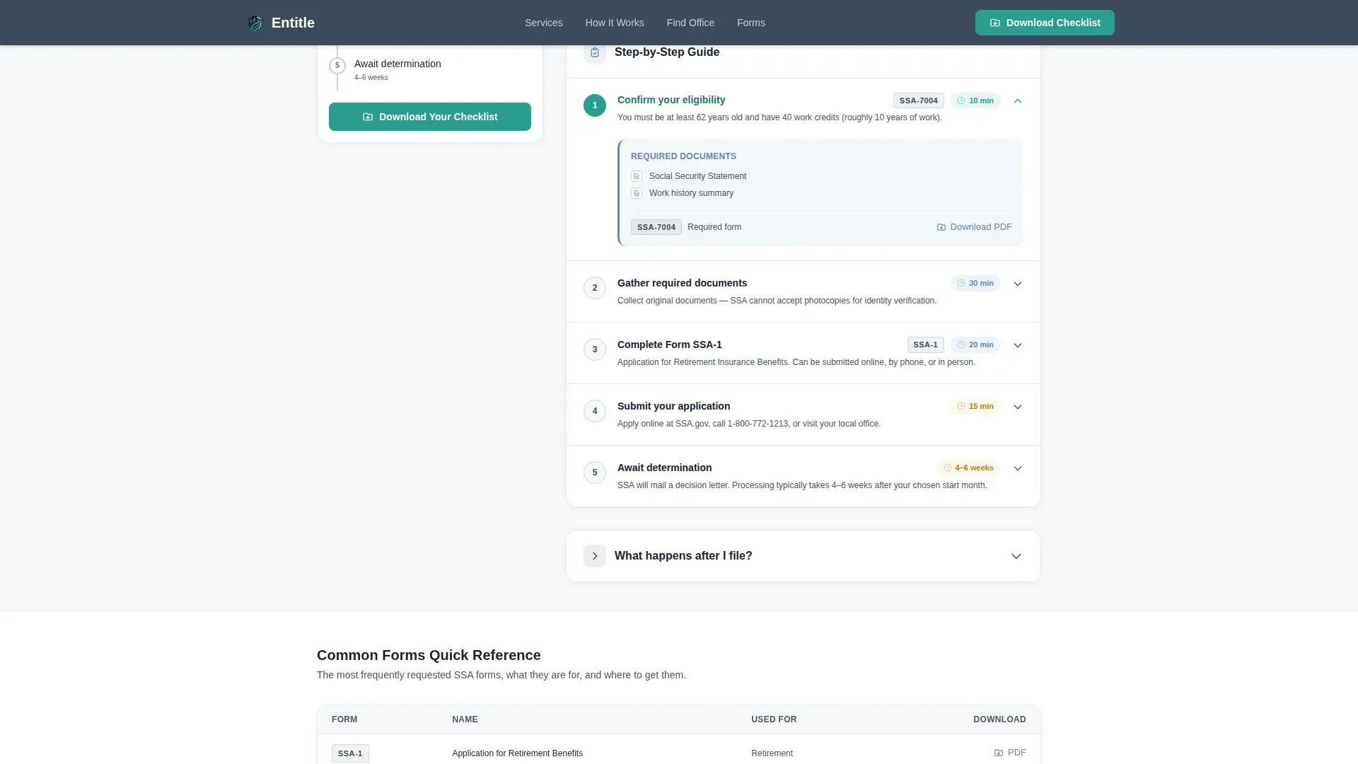 Social Security Benefits Navigation Landing Page