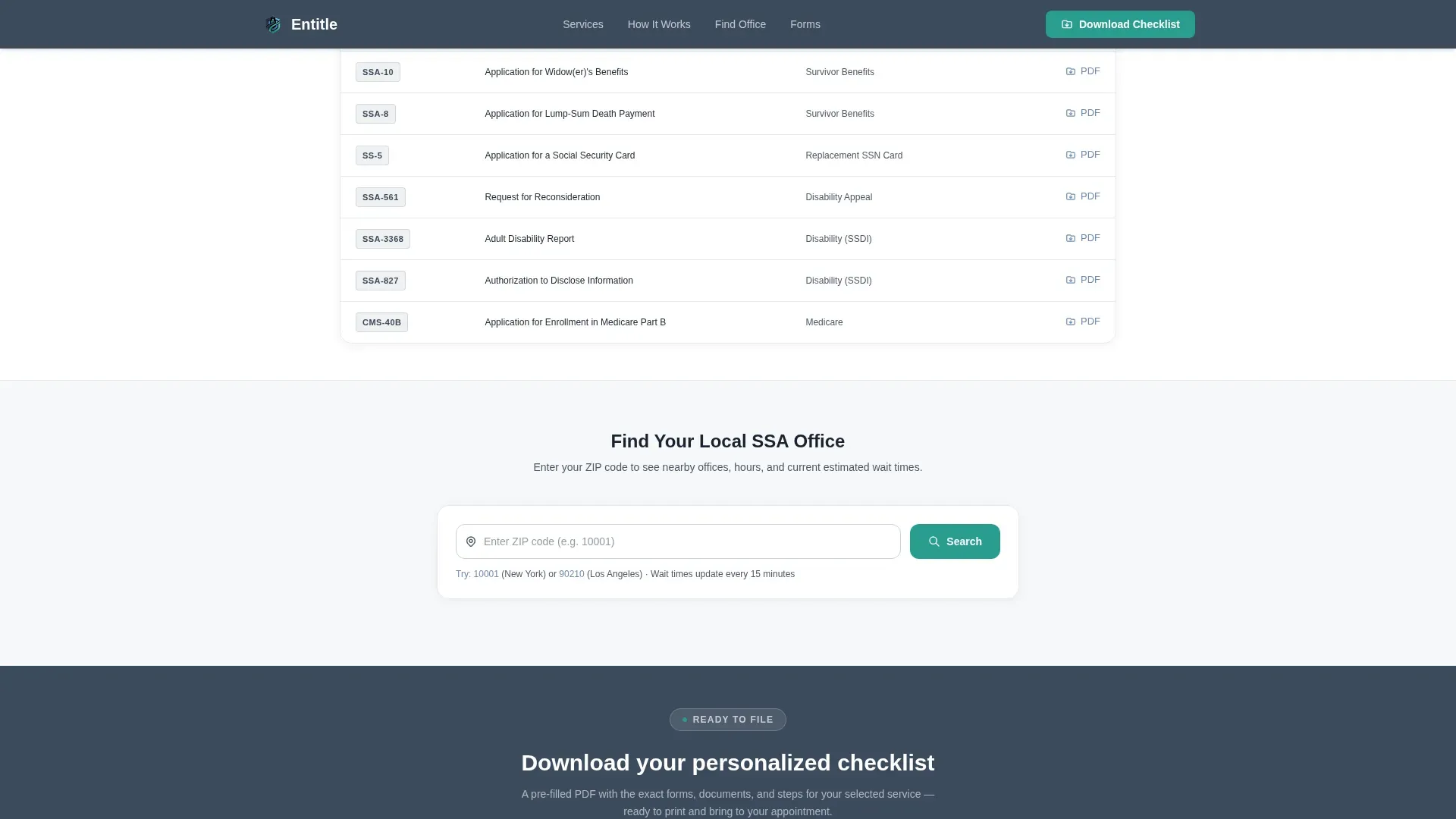 Social Security Benefits Navigation Landing Page