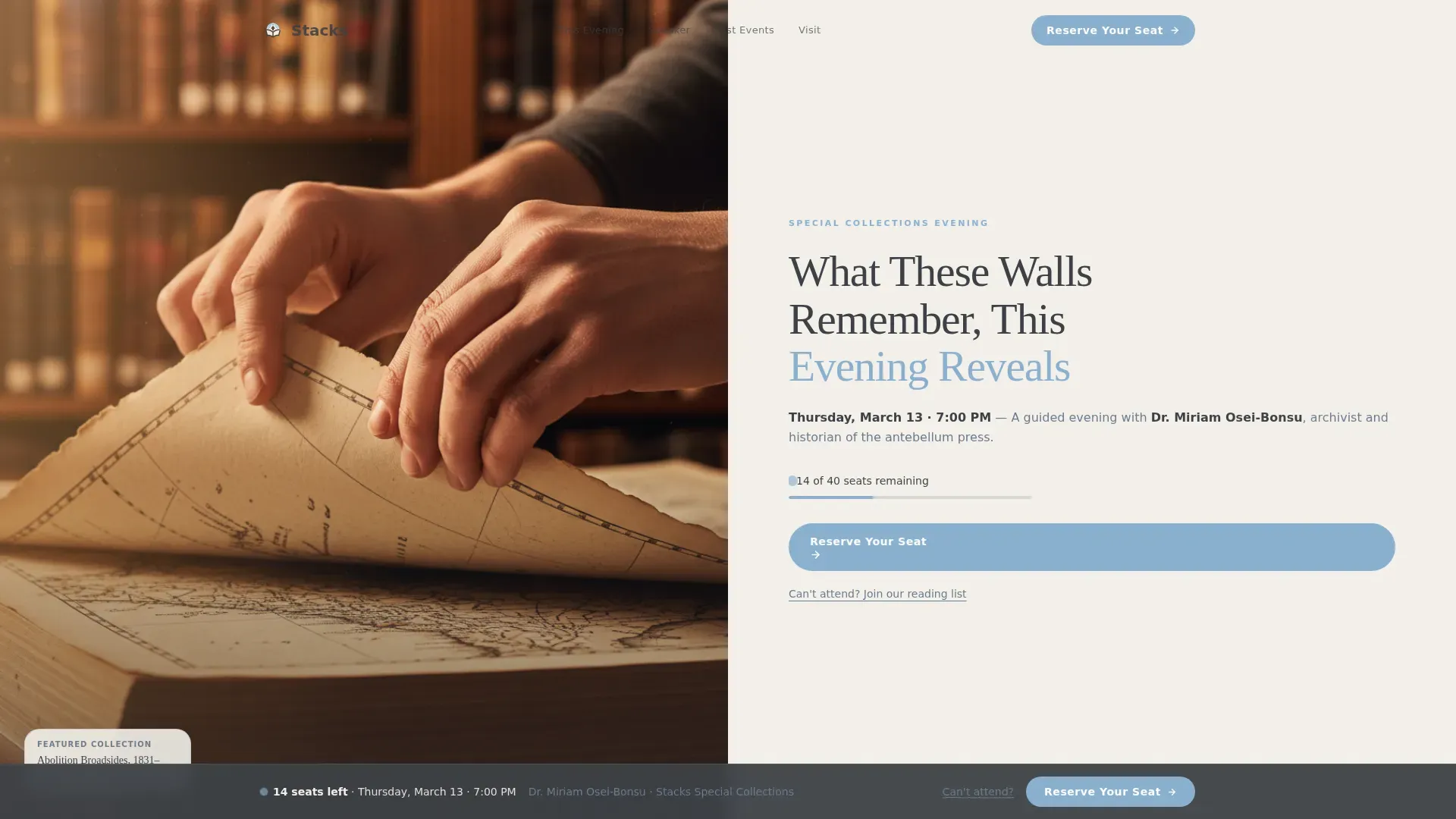 Special Collections Library Landing Page Template