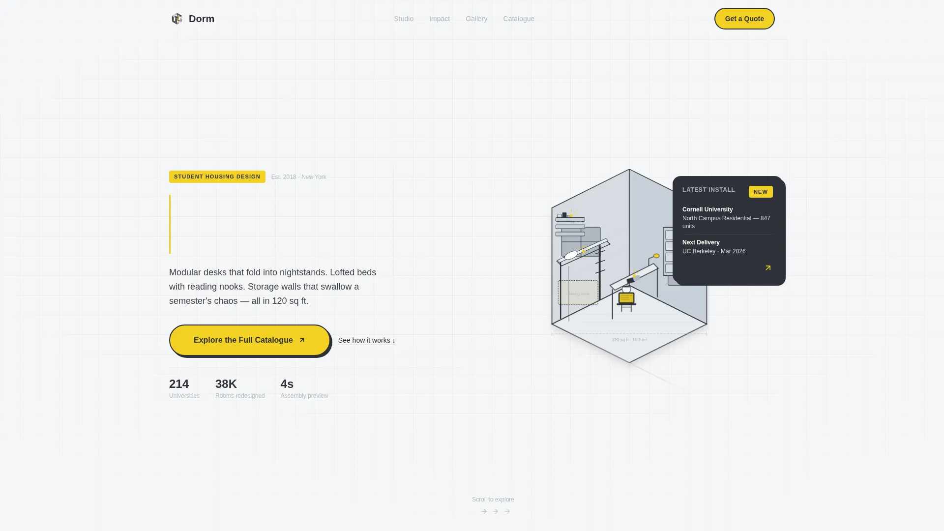 Student Housing Design Studio Landing Page Template