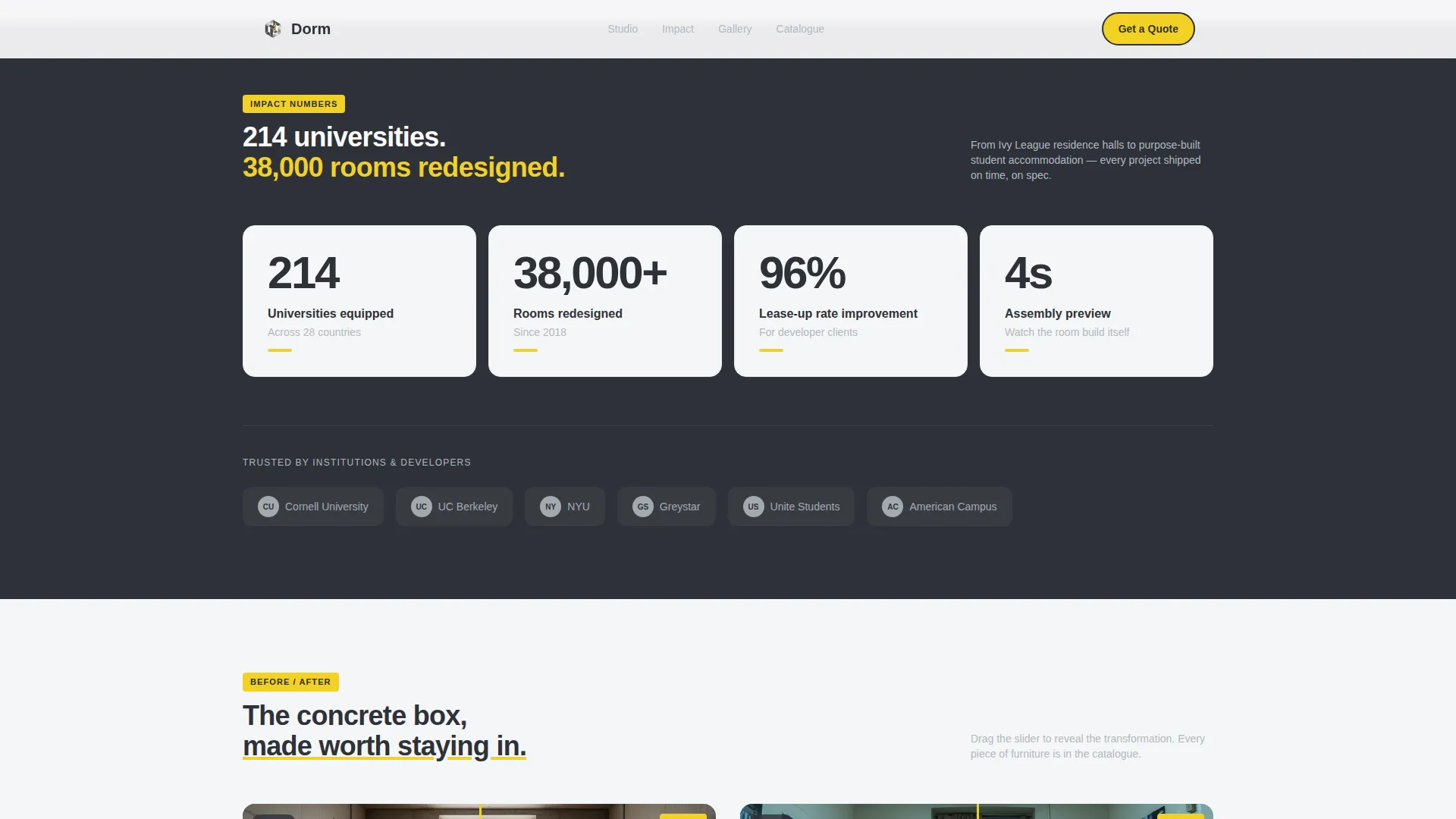 Student Housing Design Studio Landing Page Template