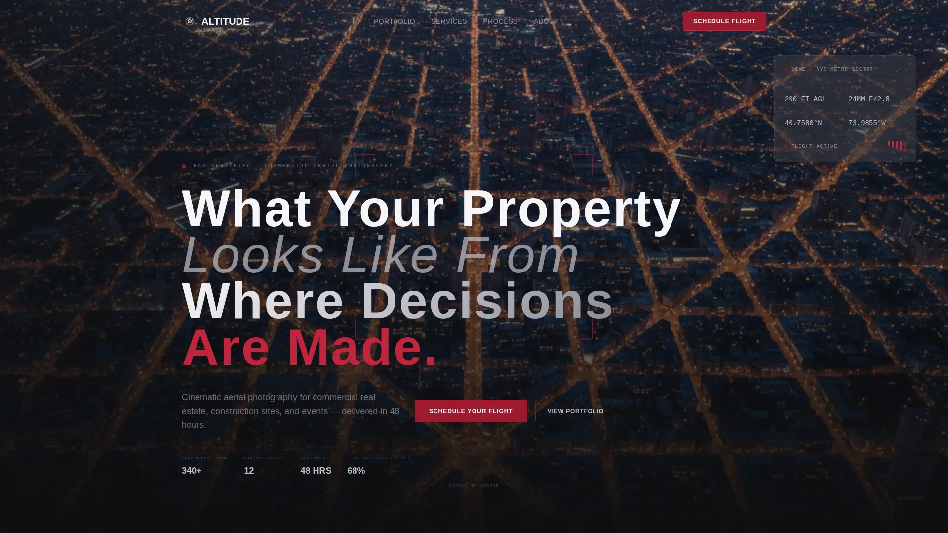 Cinematic Aerial Photography Landing Page Template
