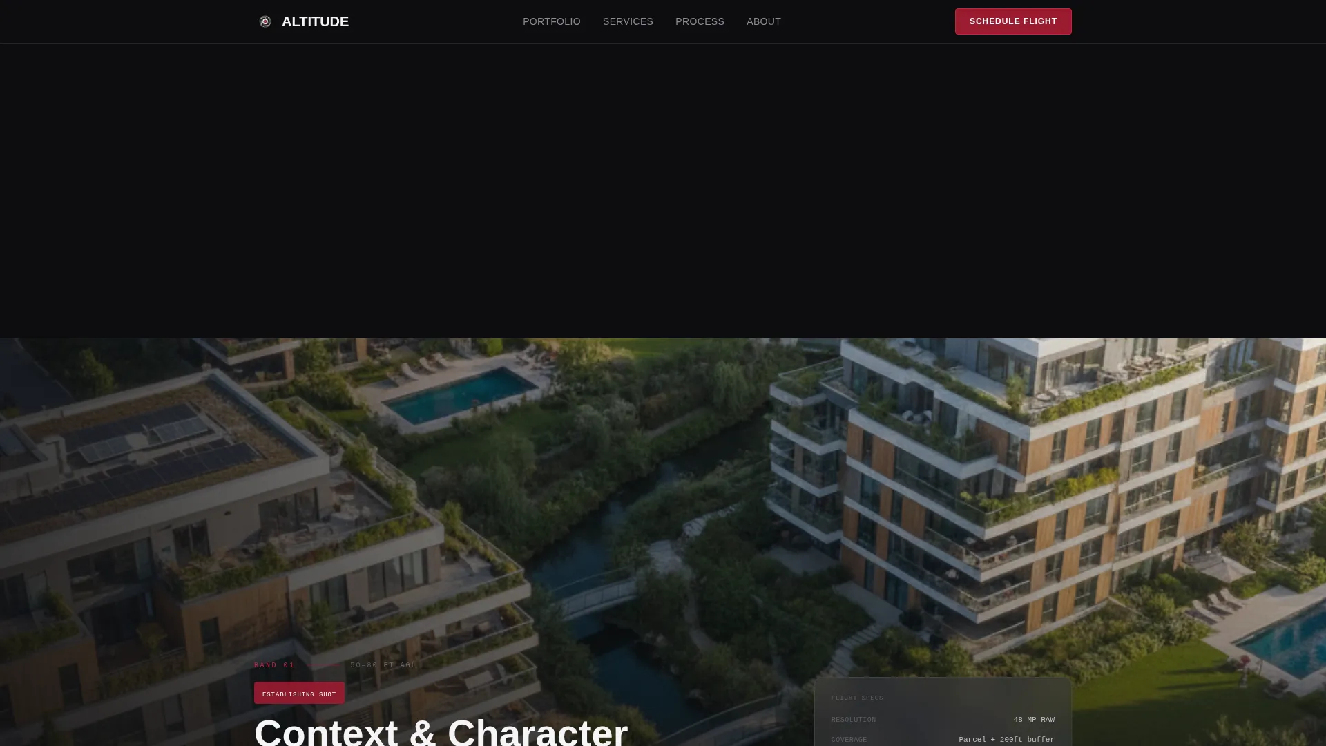 Cinematic Aerial Photography Landing Page Template