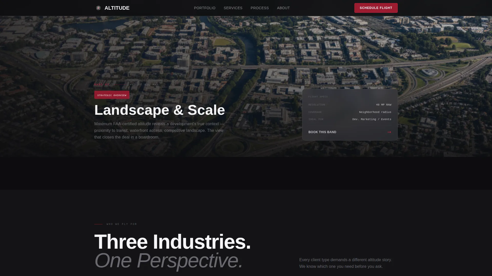 Cinematic Aerial Photography Landing Page Template