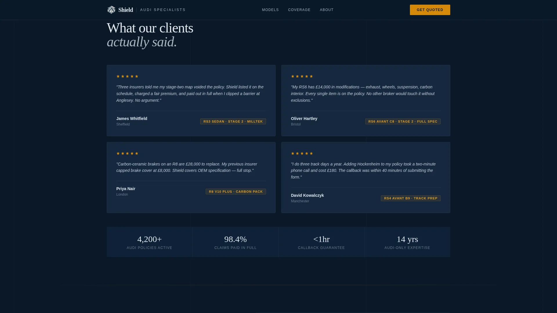 Audi Insurance | Free Website Template | Rocket