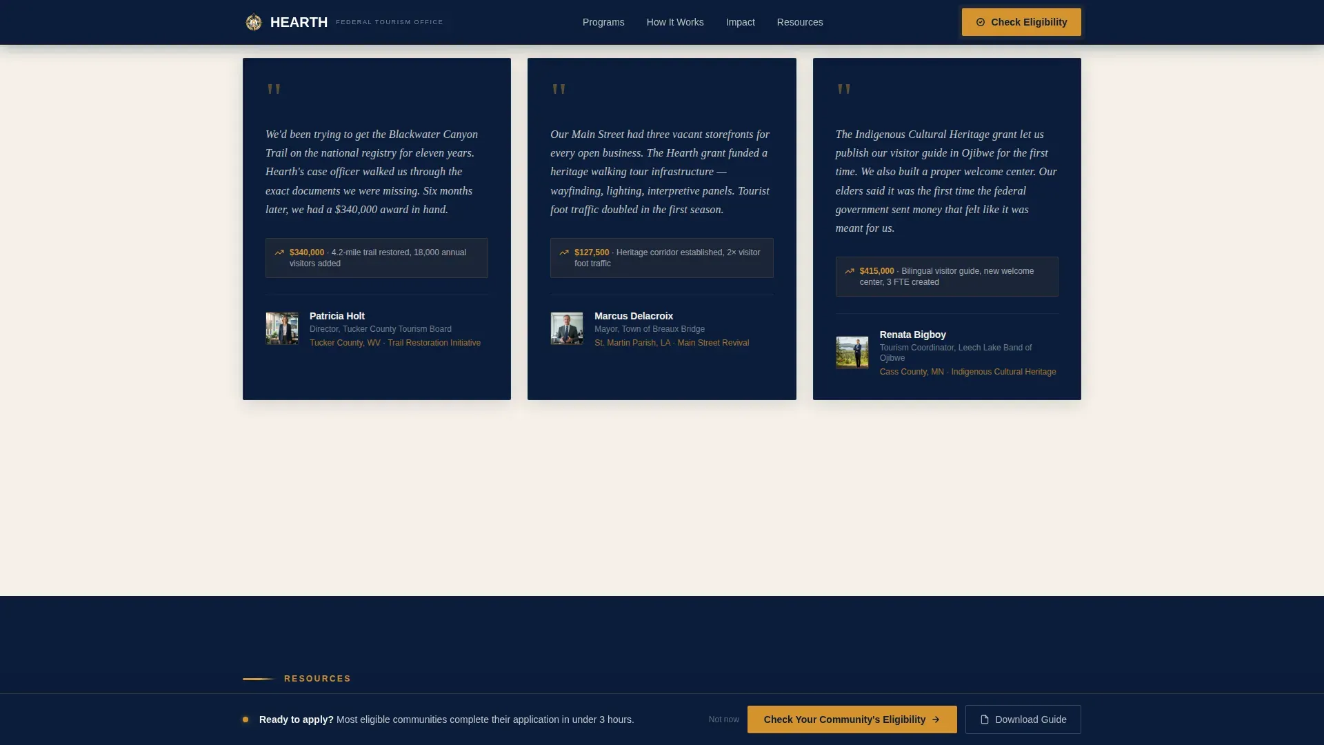 Federal Community Tourism Funding Landing Page Template