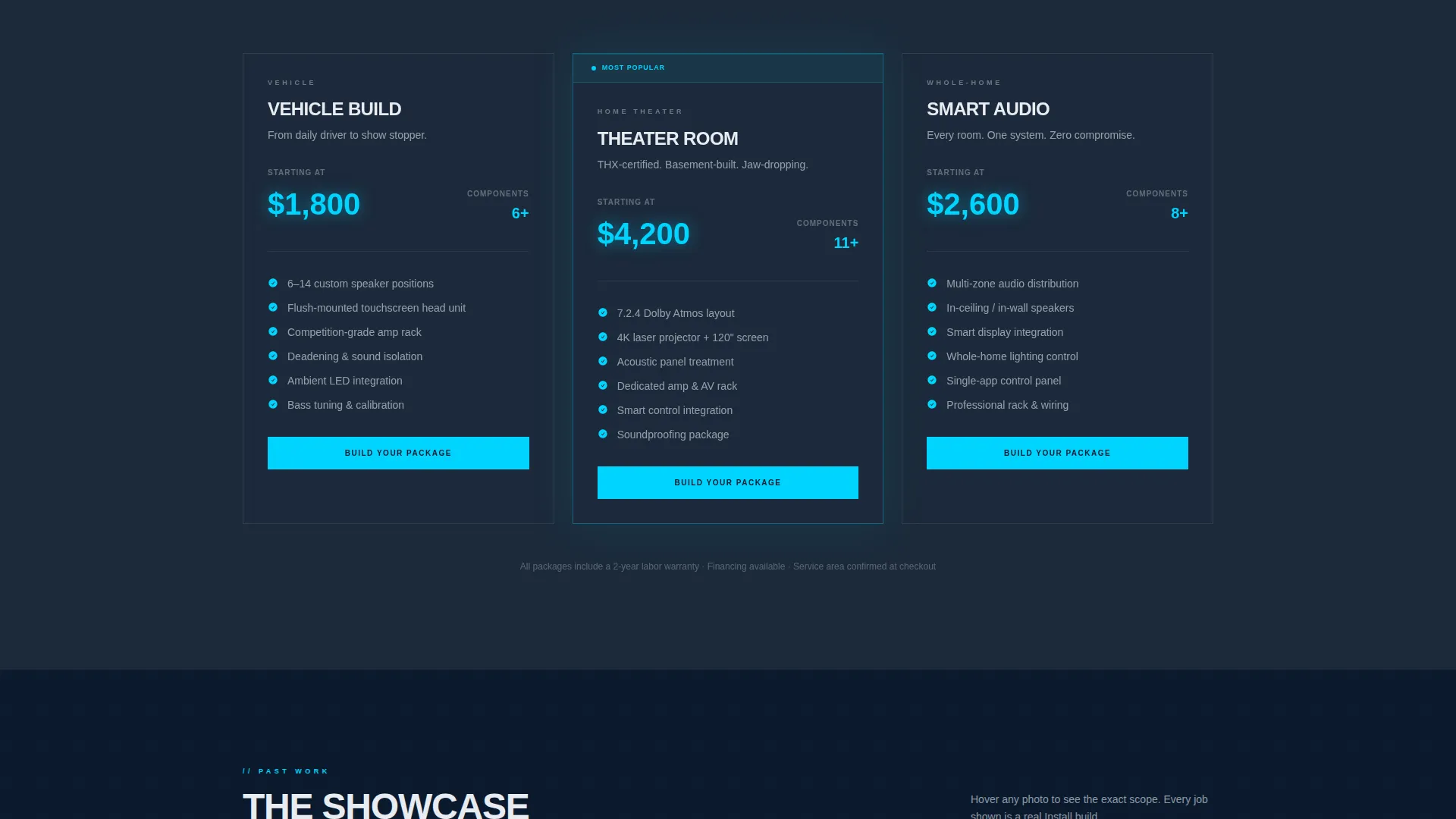 Elite Audio & Electronics Installer Landing Page
