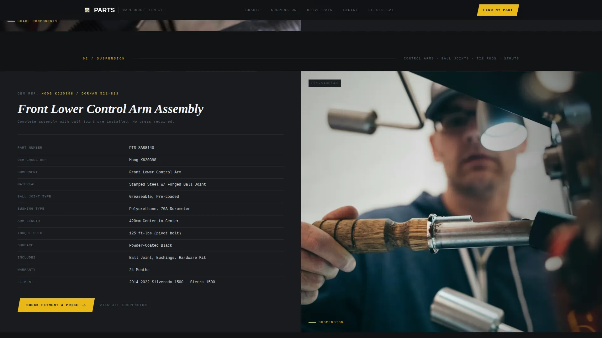 Precision Auto Parts Store Landing Page Template