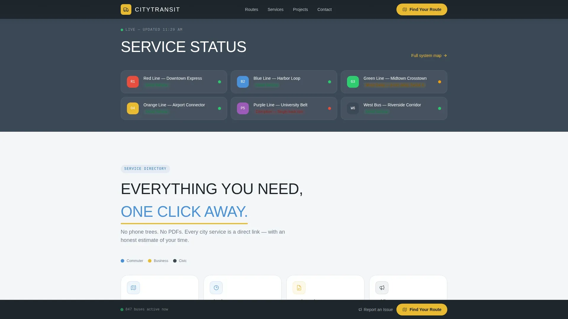 Municipal Transportation Landing Page Template