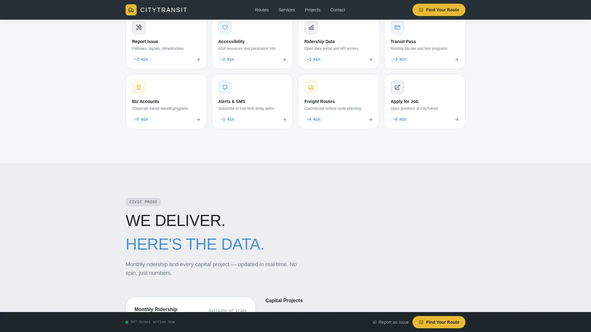 Municipal Transportation Landing Page Template