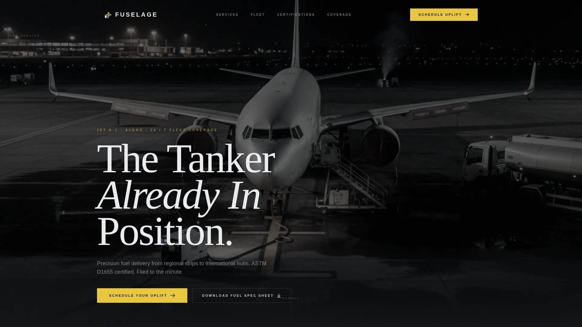 Aviation Fuel Supplier Landing Page Template