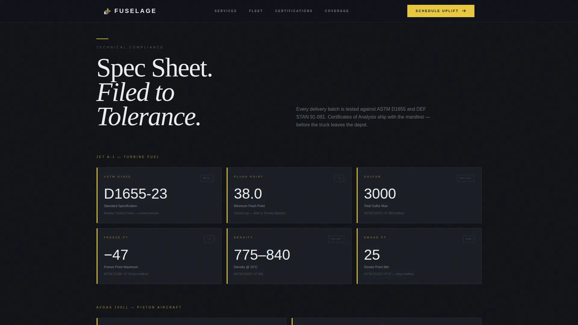 Aviation Fuel Supplier Landing Page Template