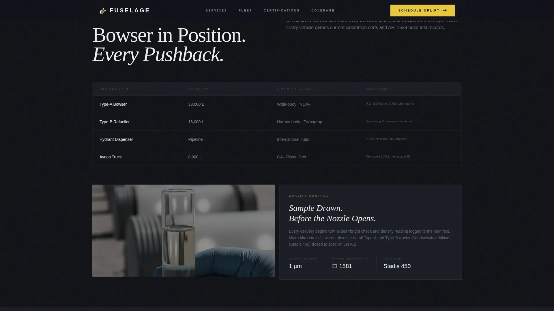 Aviation Fuel Supplier Landing Page Template