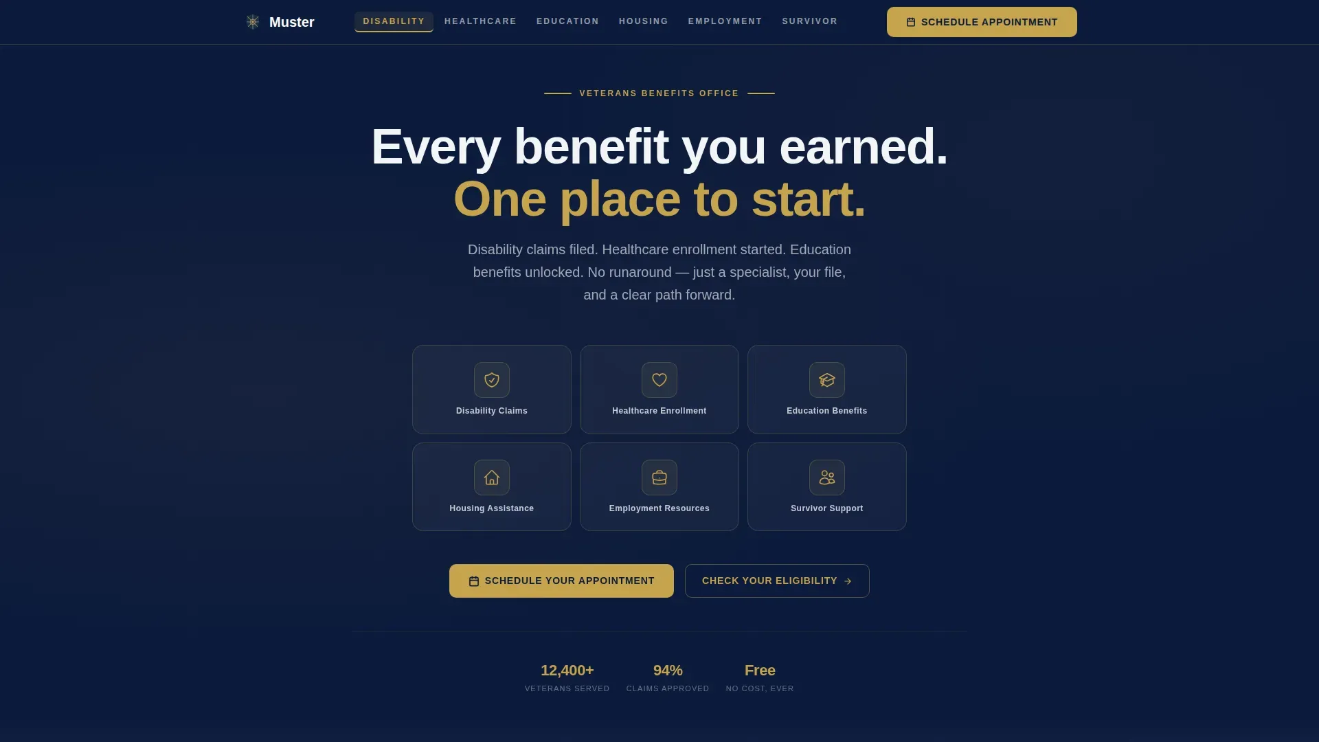 Veteran Benefits Landing Page Template