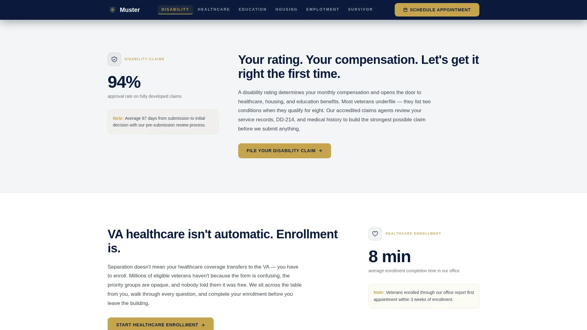 Veteran Benefits Landing Page Template