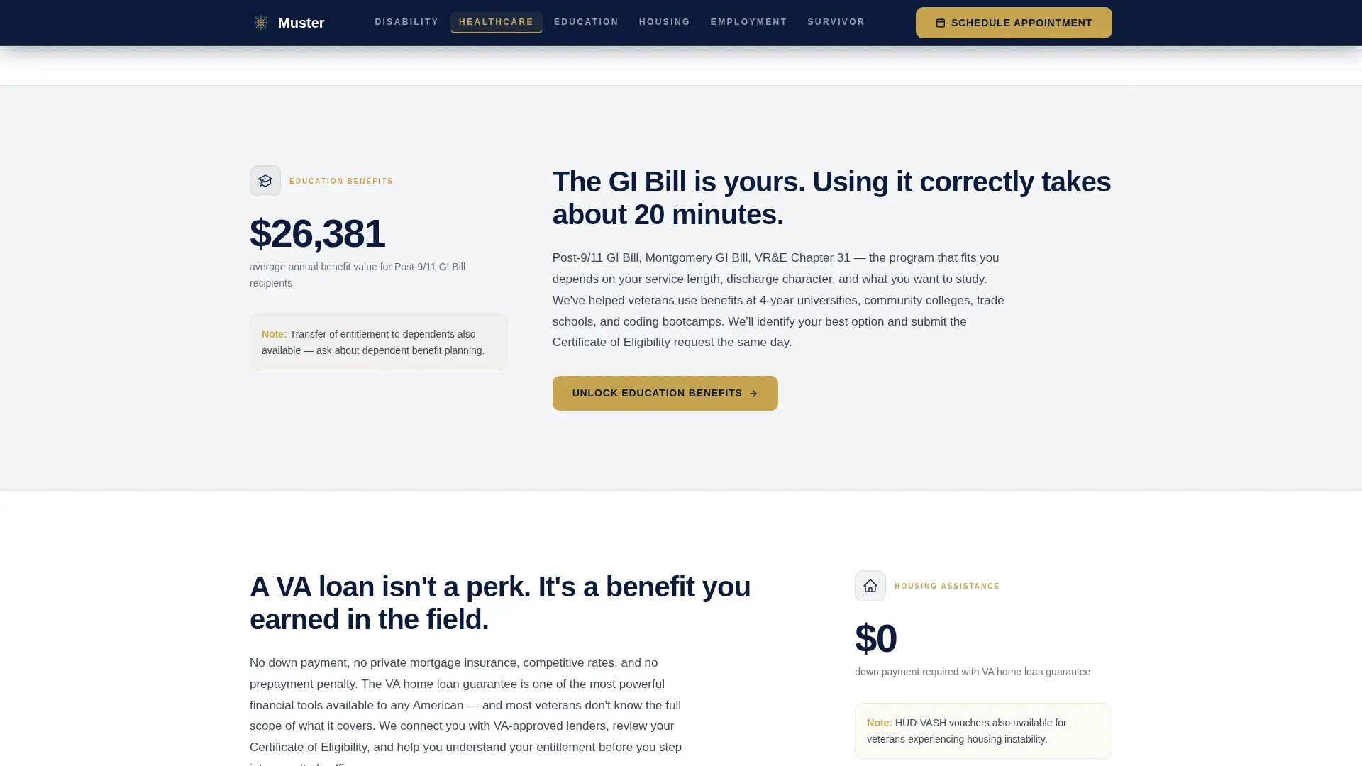 Veteran Benefits Landing Page Template