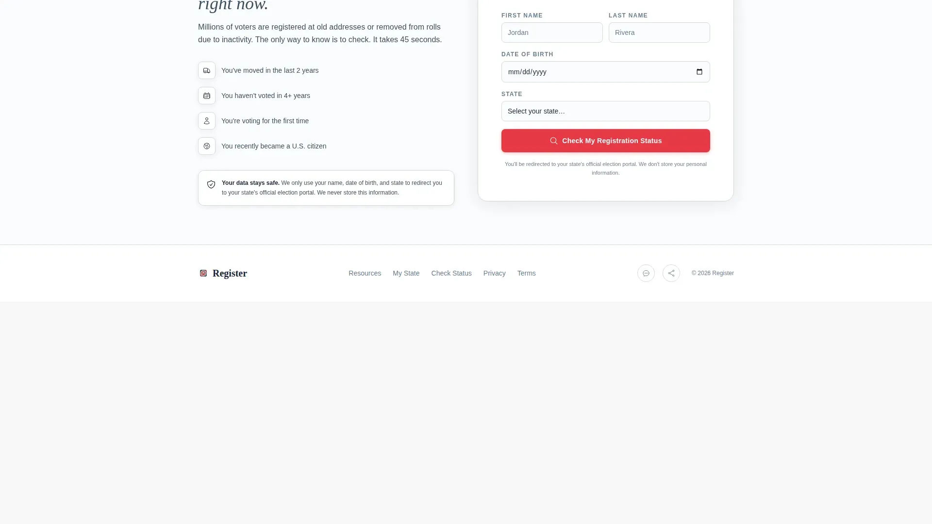 Voter Registration Landing Page Template