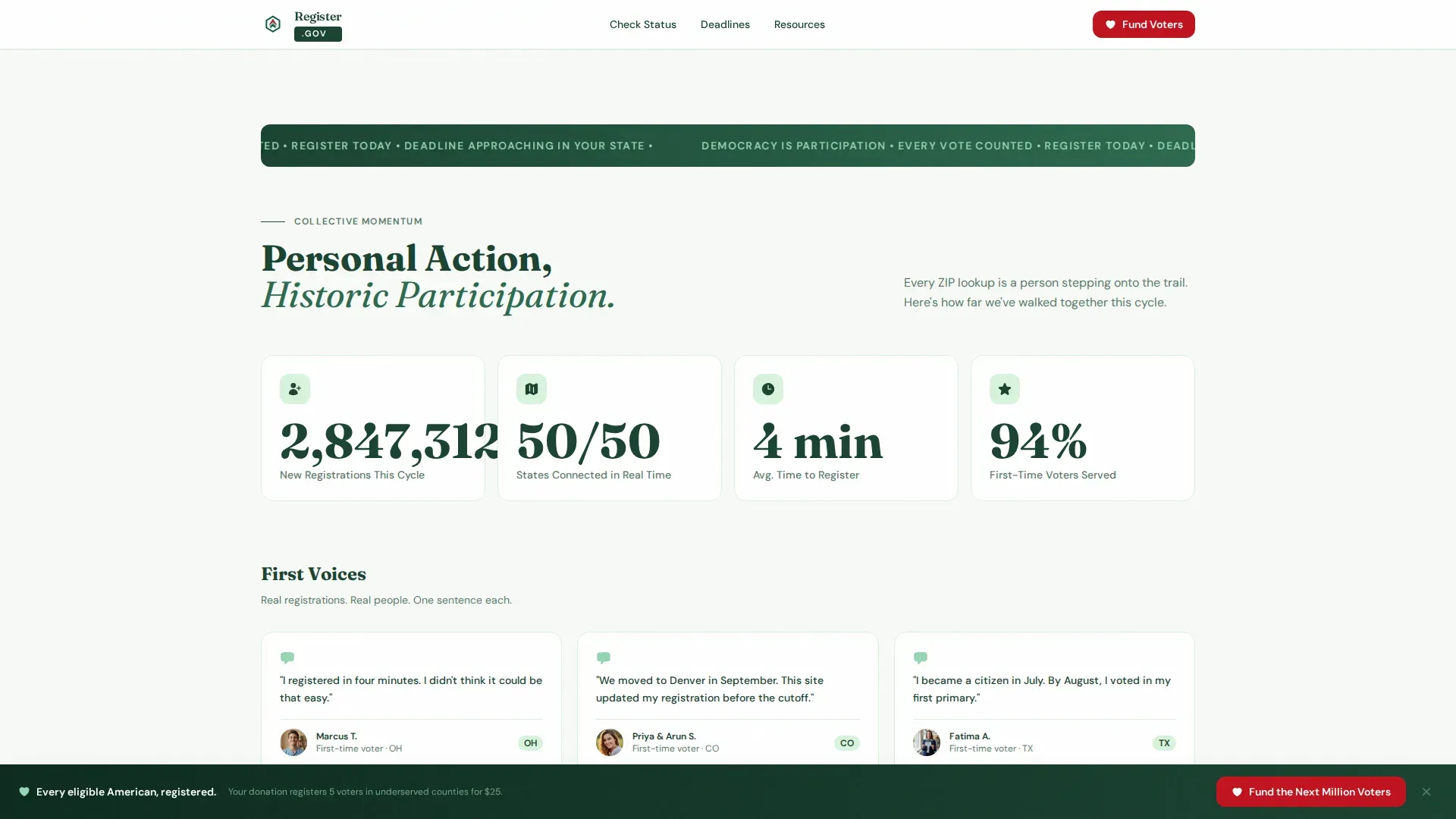 Voter Registration Government Reviews Website Template
