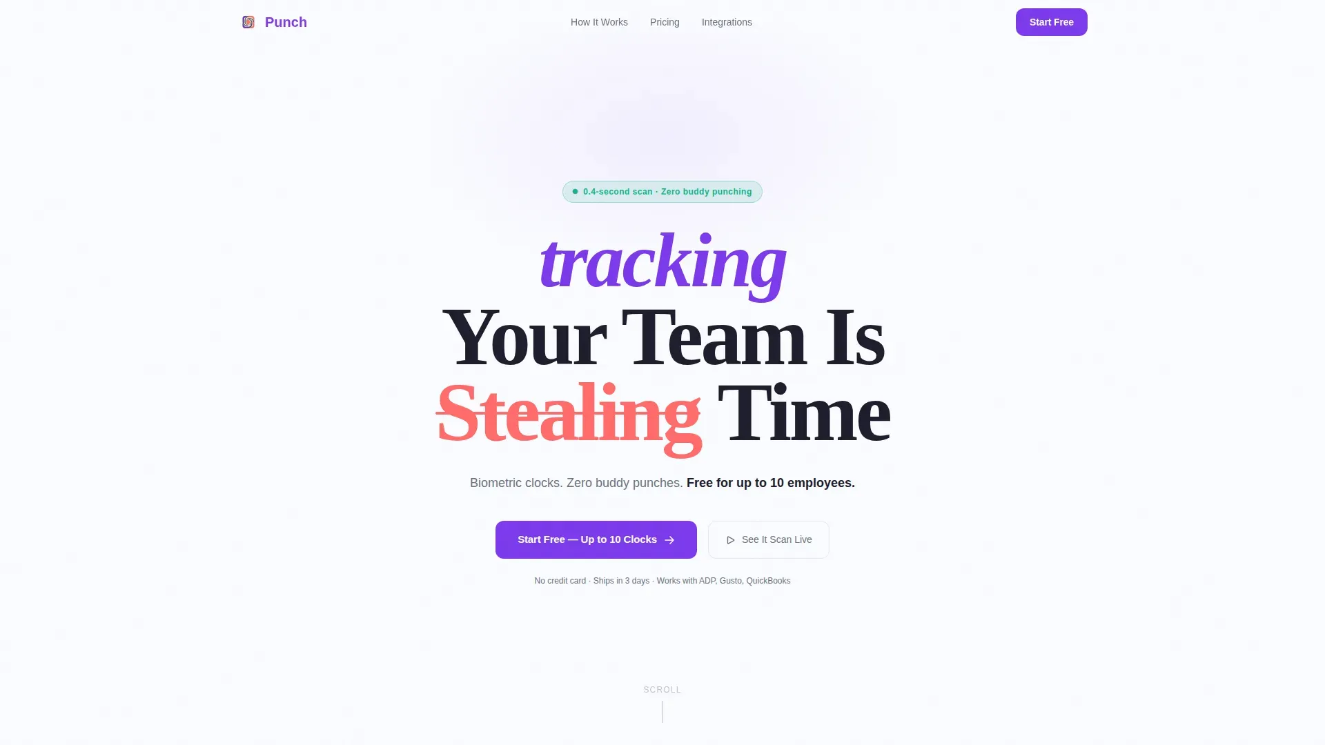 Biometric Time Tracking Landing Page Template